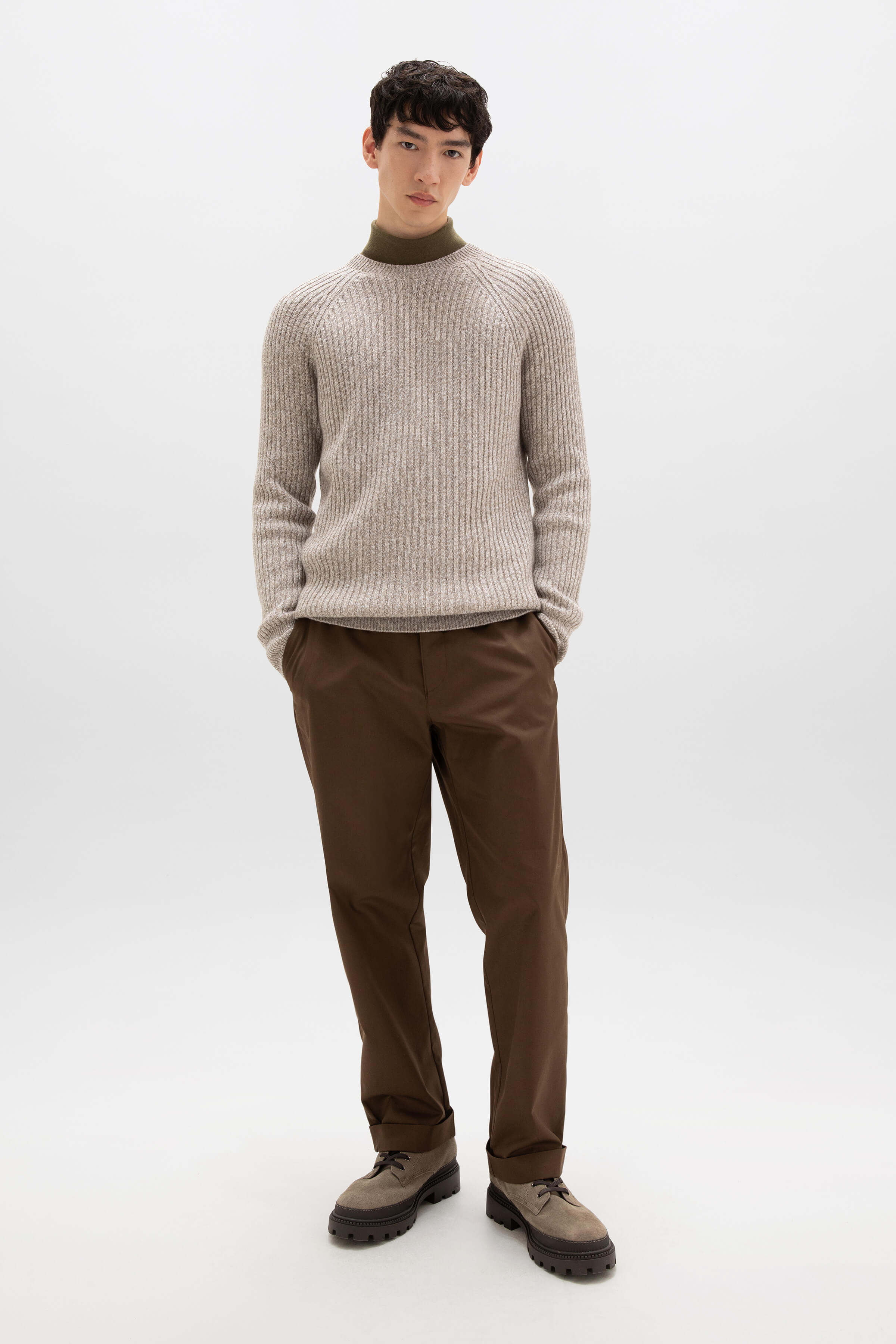 Ribbed Cashmere Beige Jumper - 4