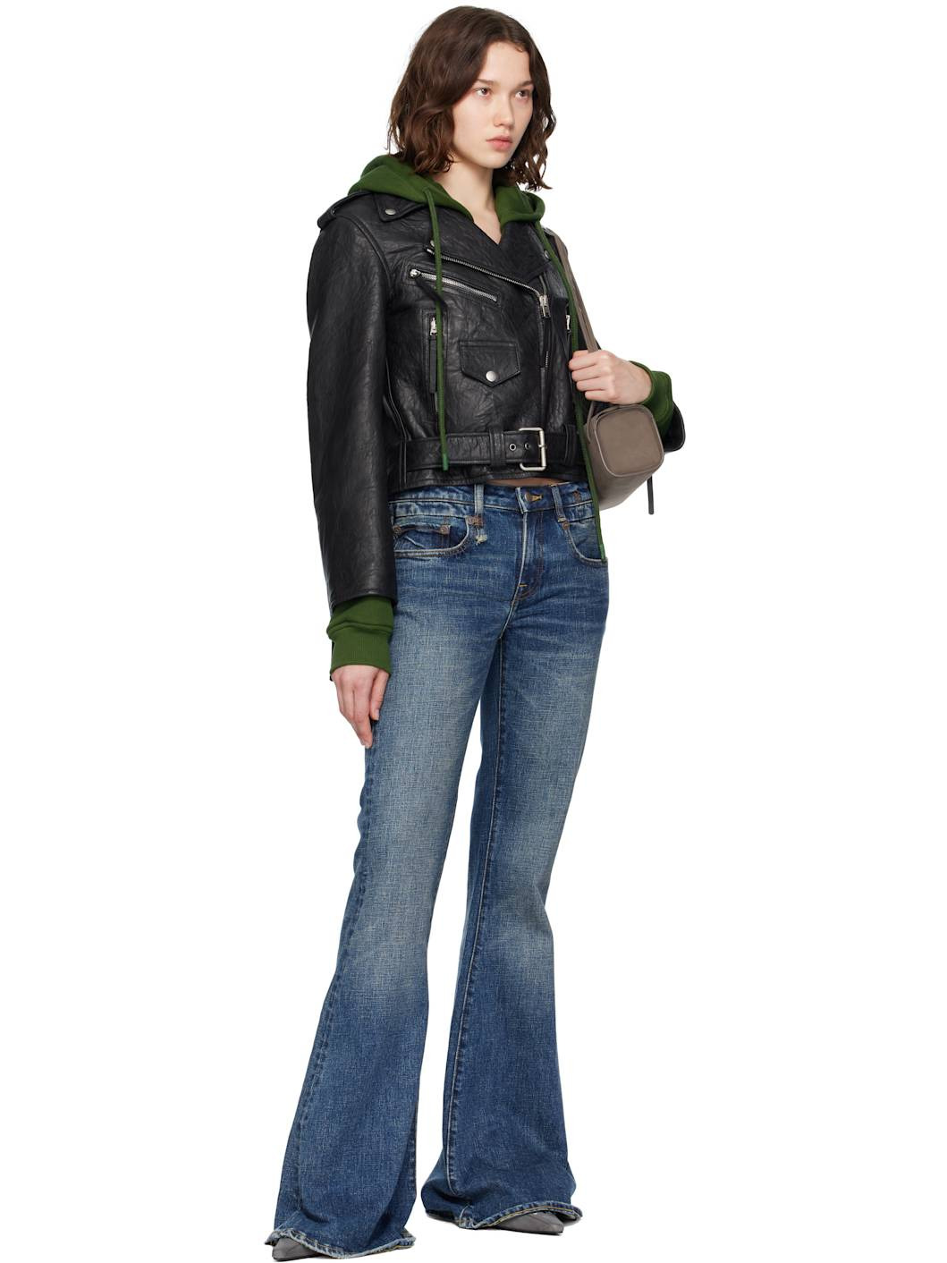 Black & Green Layered Leather Jacket - 4