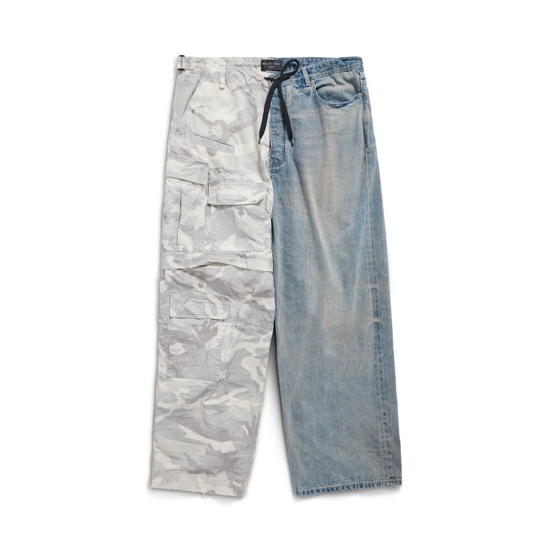 Grayscale Camo Hybrid Baggy Pants in Light Blue 1