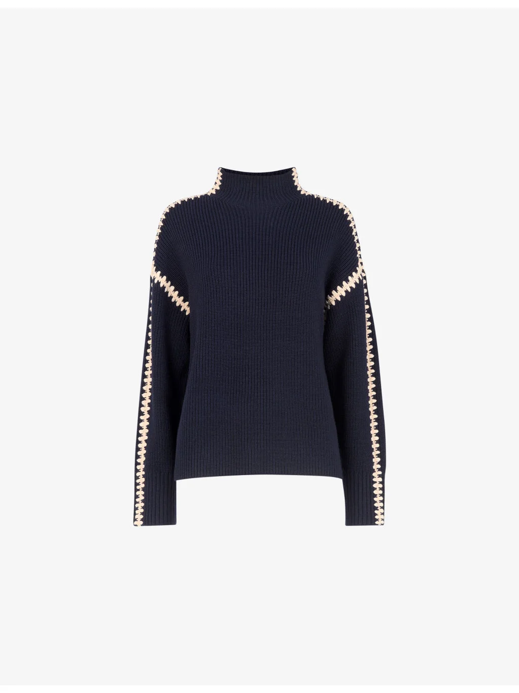 Blanket-Stitch Wool-Blend Jumper - 1