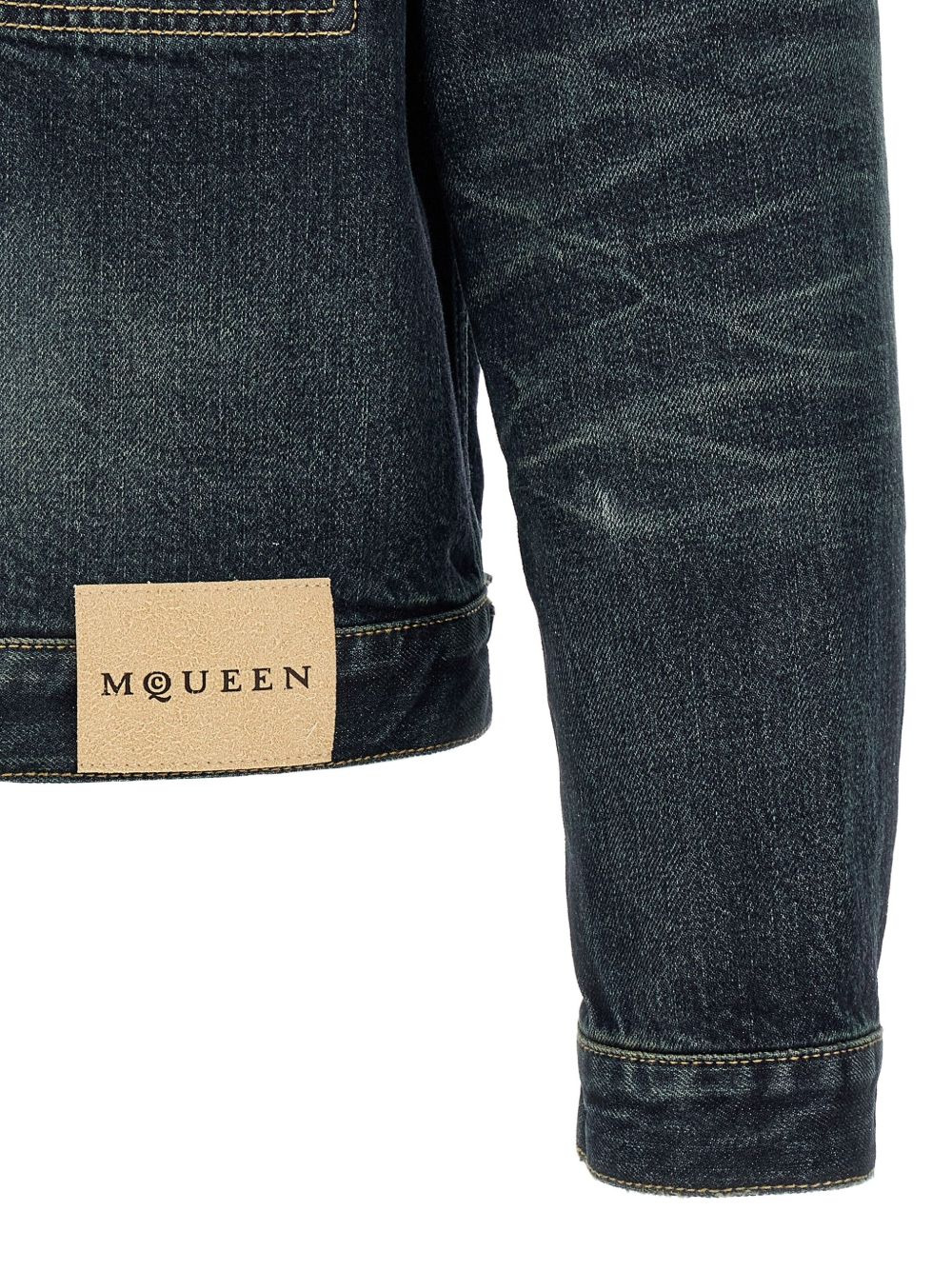 corduroy-collar denim jacket - 4