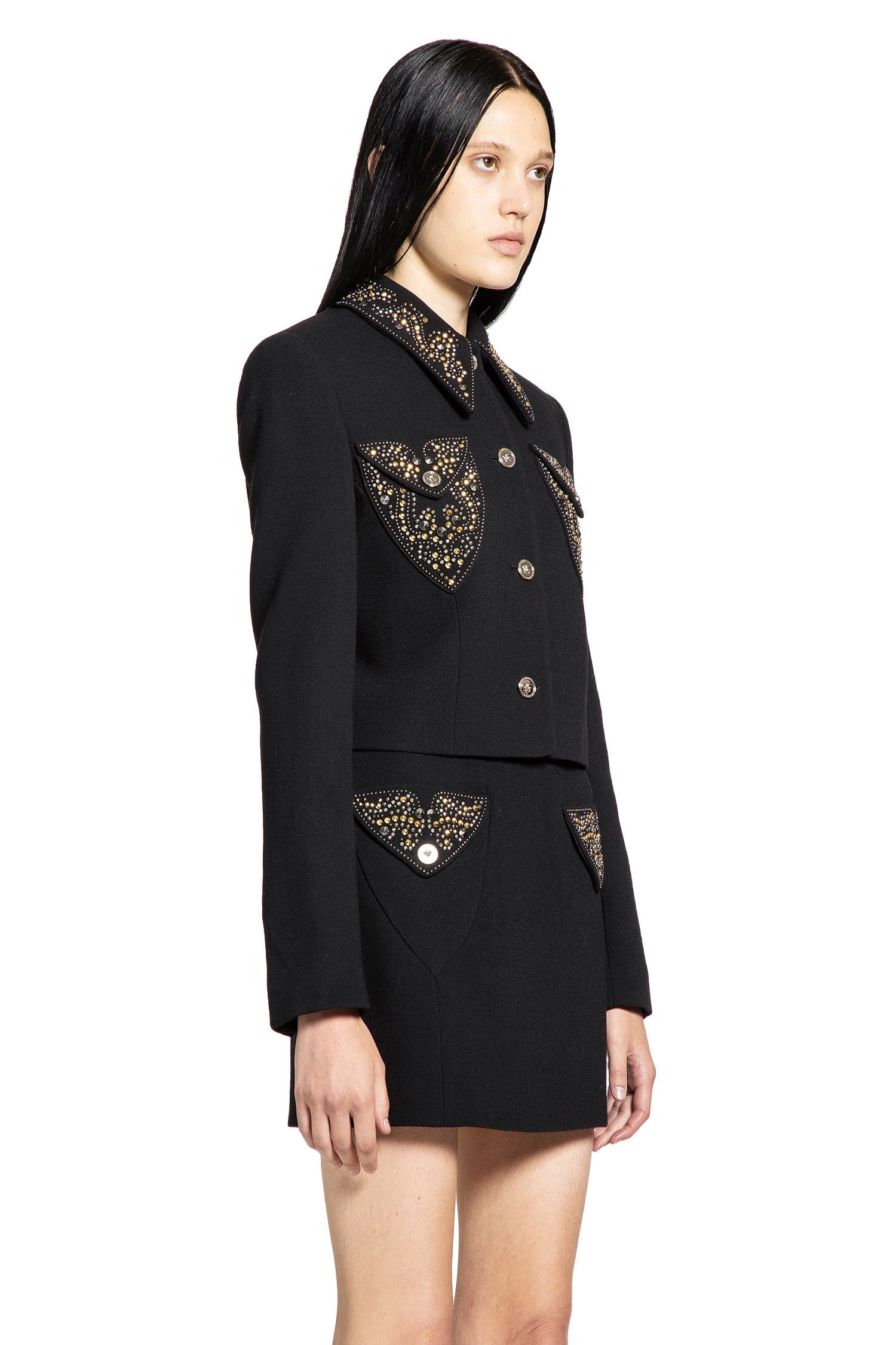 Studded Wool Crop Jacket - 2