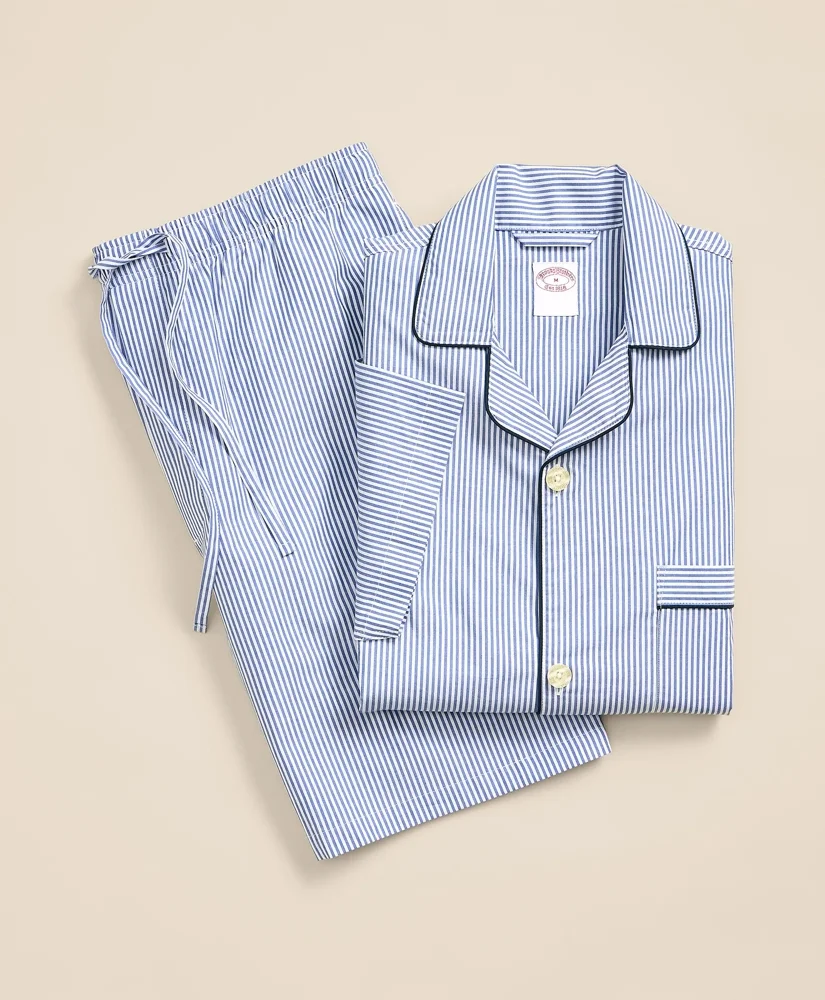 Cotton Broadcloth Striped Short Pajamas - 1