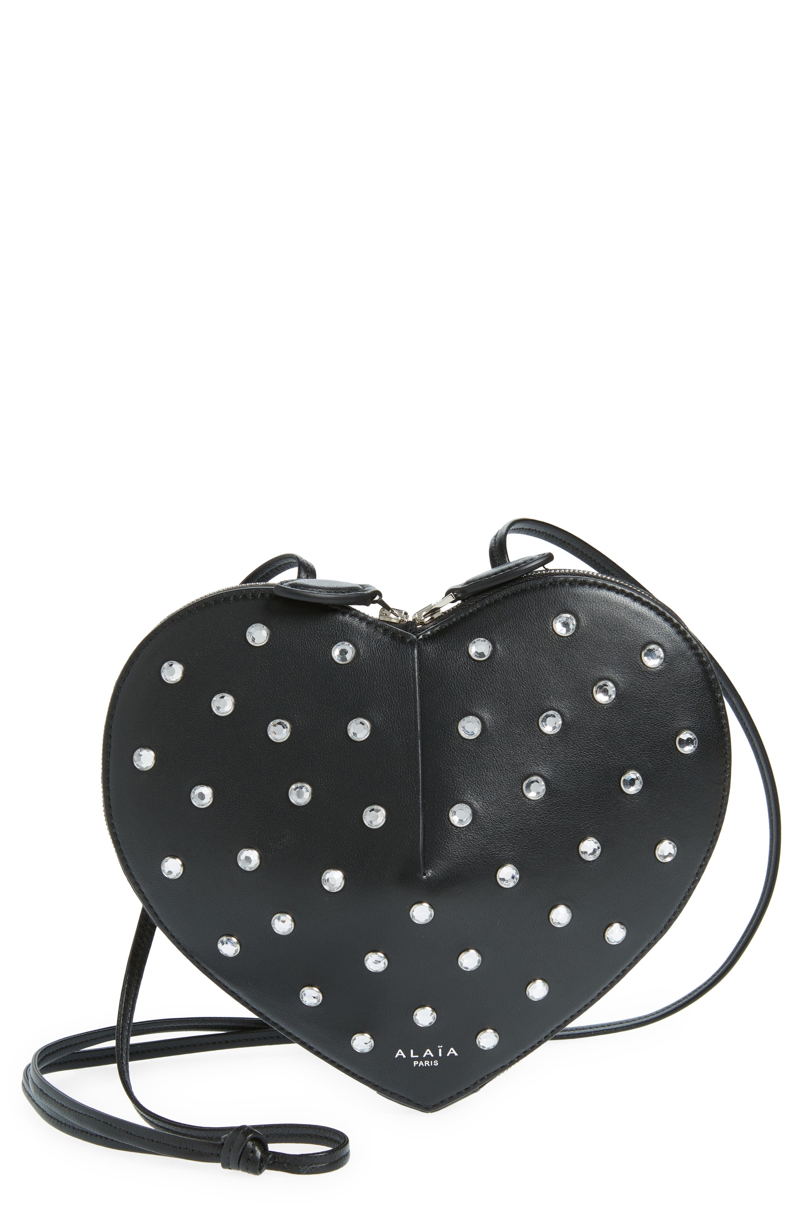 Le Coeur Crystal Embellished Lambskin Leather Crossbody Bag - 1