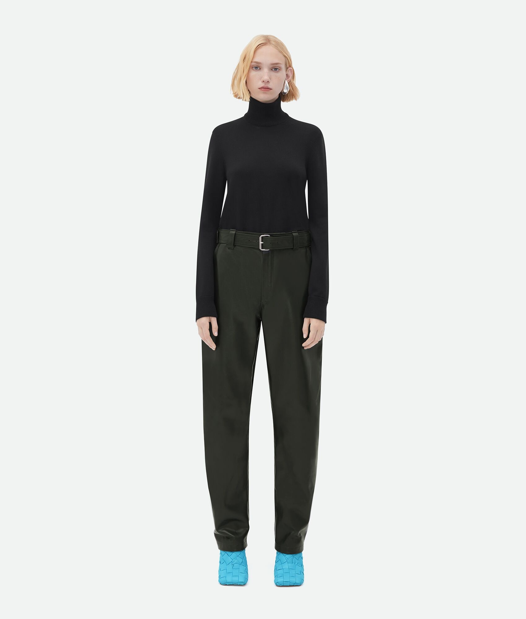 belted leather pants - 1