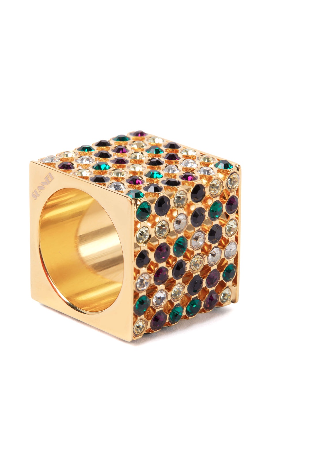 GIOSTRA GOLD CUBE RING / multicolor - 2