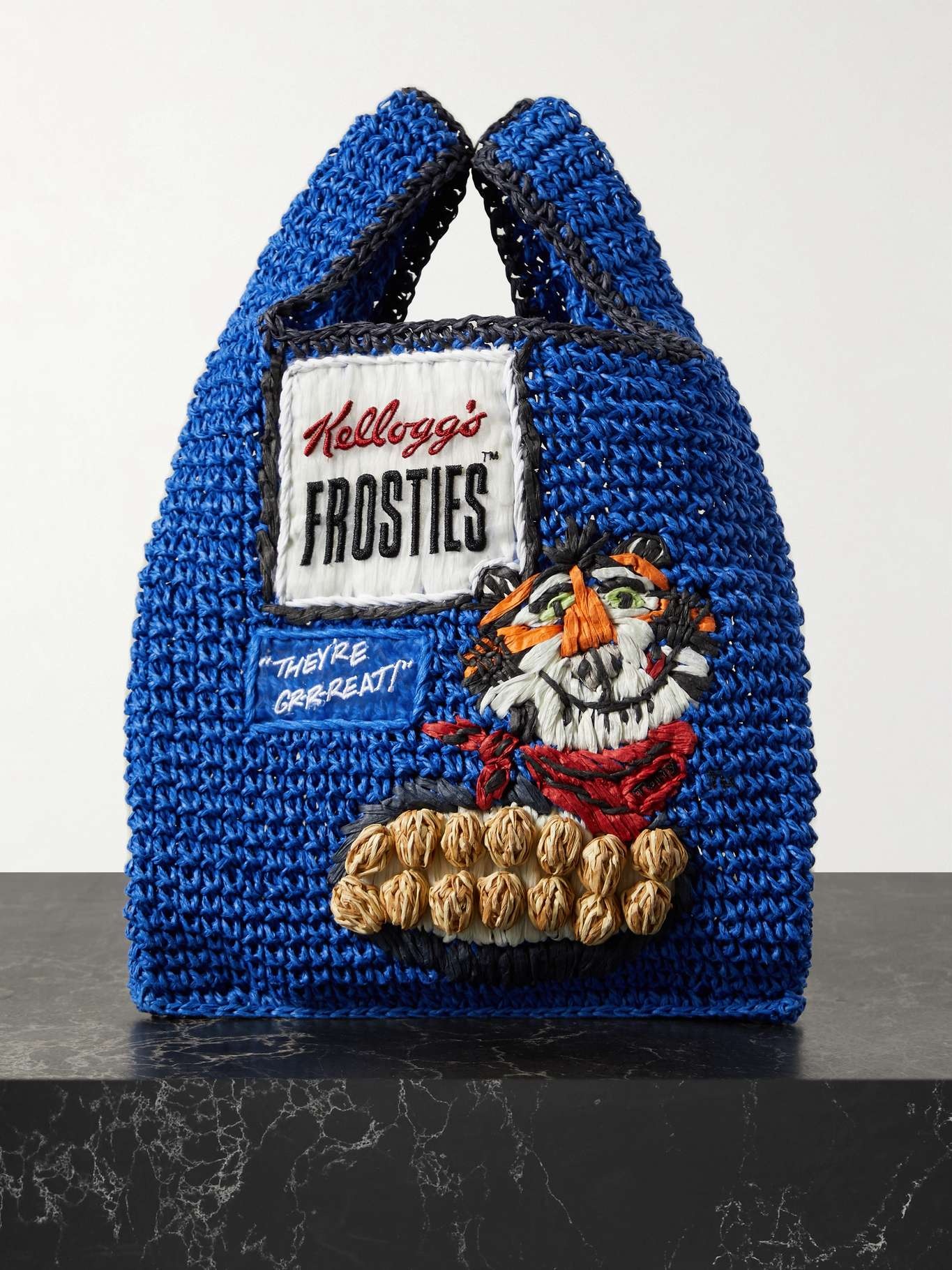 Frosties mini embroidered raffia tote - 1