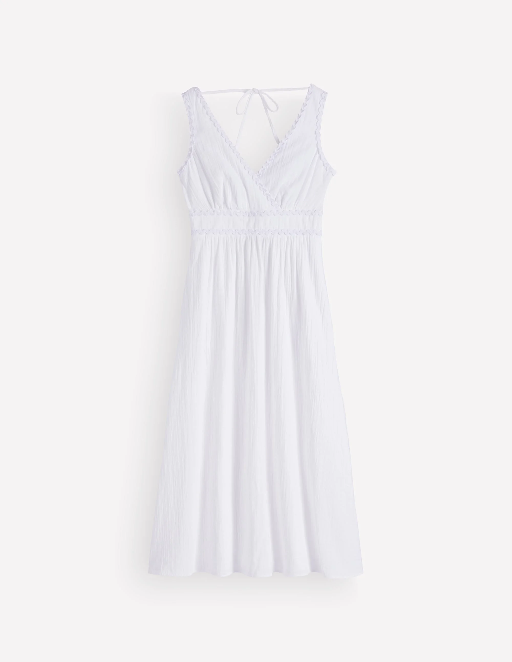 Lorna Trim Double Cloth Dress-White - 1