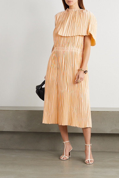 Jil Sander Cape-effect pleated satin midi dress outlook