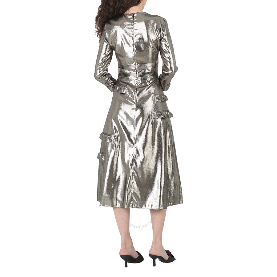 Burberry Silver Long Sleeve Dress With Stitch Detail - 2