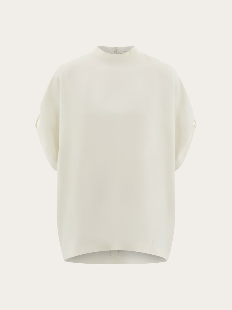 Crew neck T-shirt with turned up sleeve 1