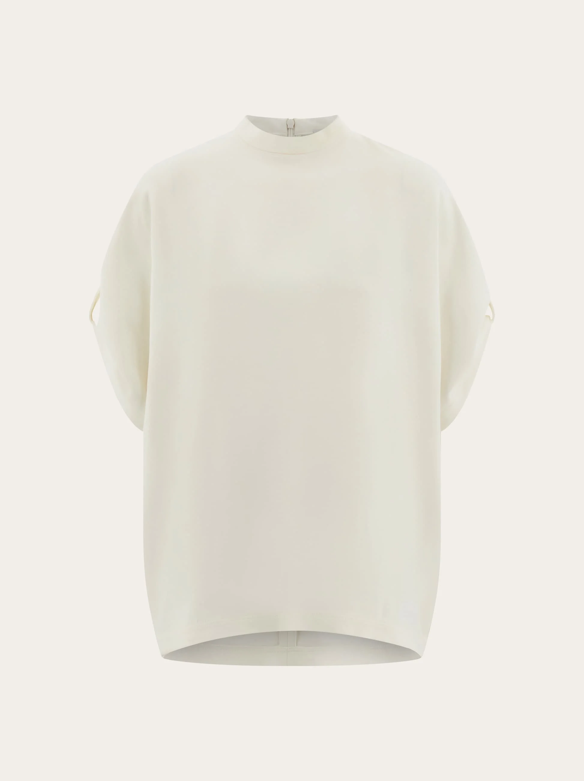Crew neck T-shirt with turned up sleeve - 1