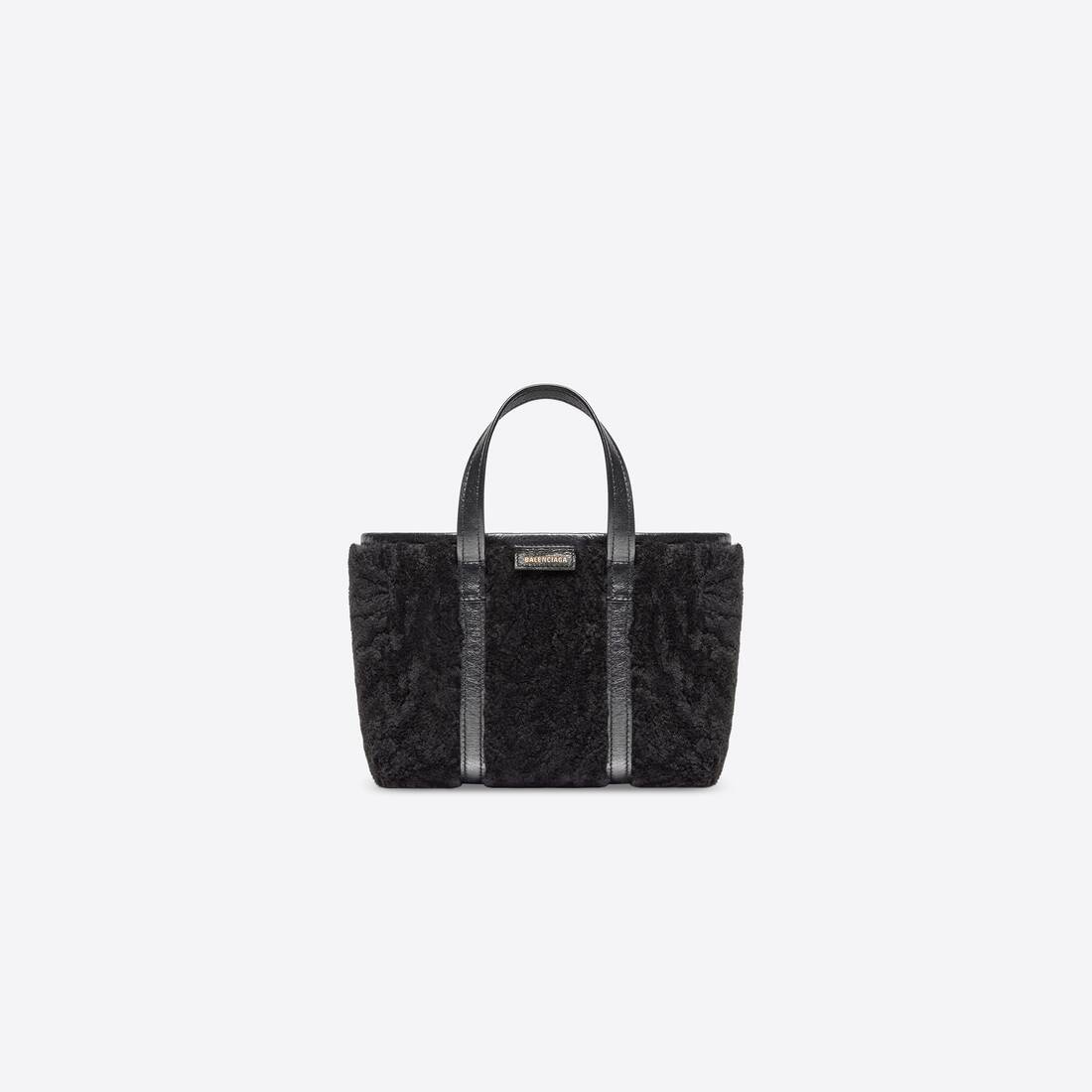 Women's Barbes Small East-west Shopper Bag In Shearling in Black - 1