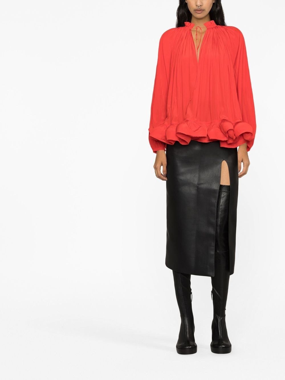 ruffled gathered blouse - 4