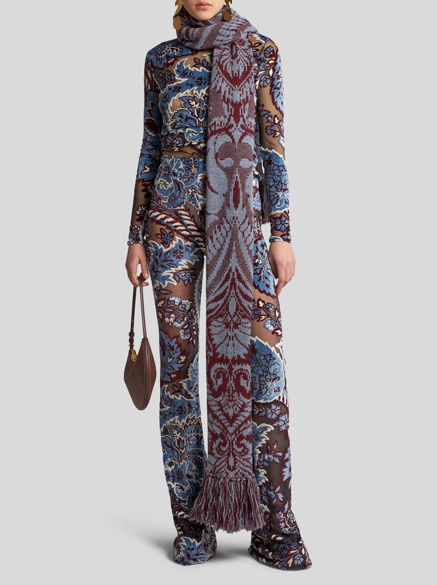 TULLE AND JACQUARD VELVET TROUSERS - 2