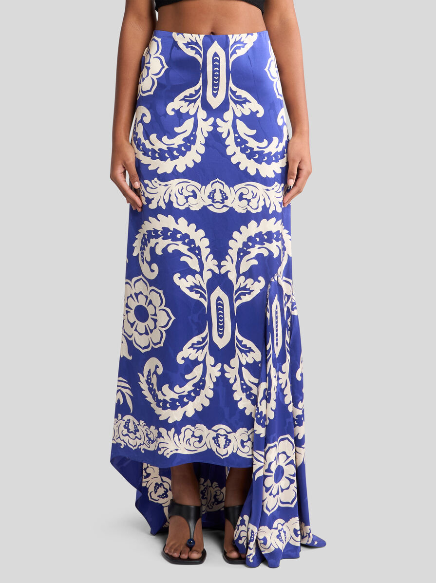 ASYMMETRIC SKIRT WITH STENCIL FLORAL PRINT - 2