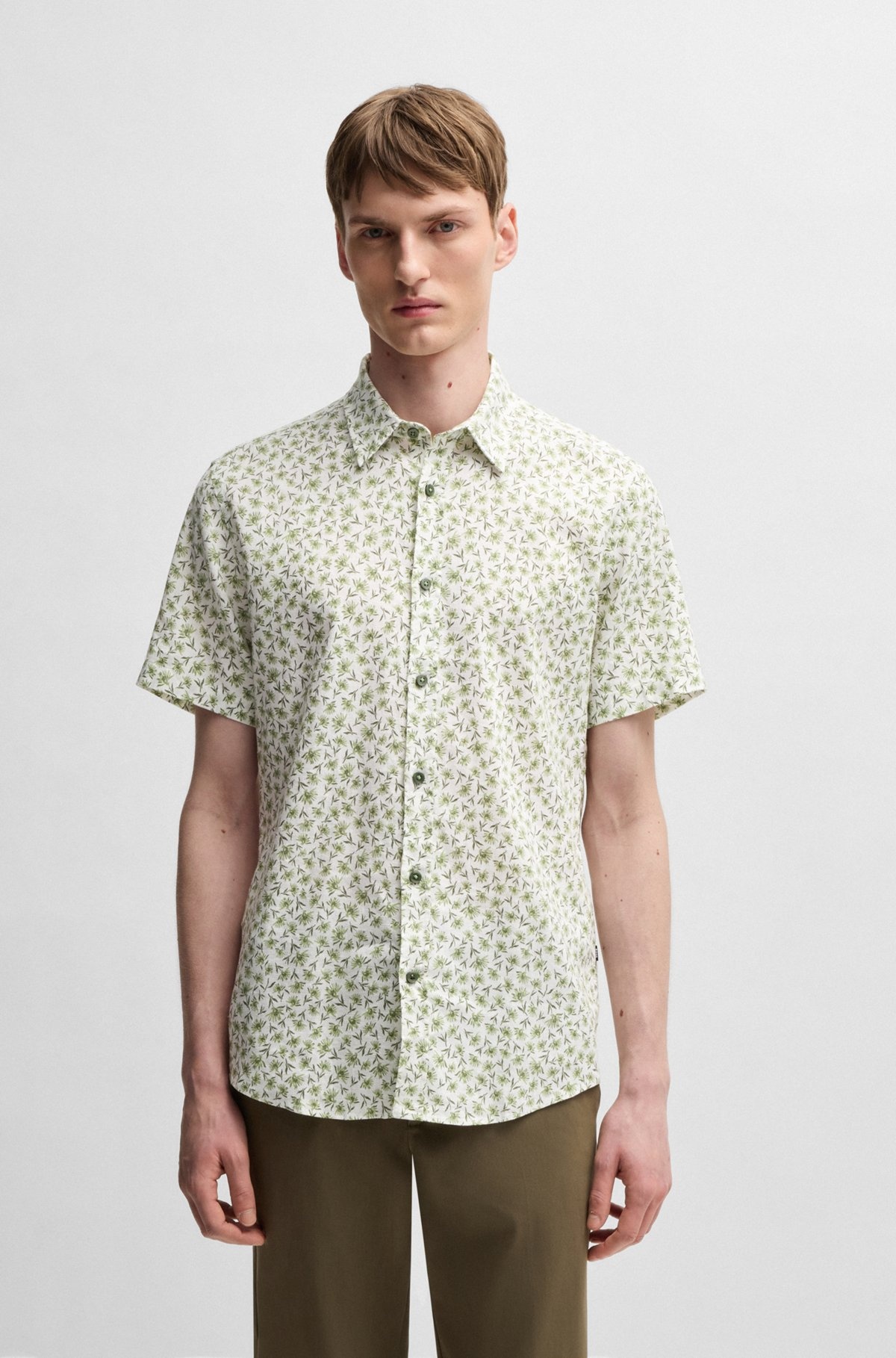 SLIM-FIT SHIRT IN FLORAL-PRINT STRETCH LINEN - 2