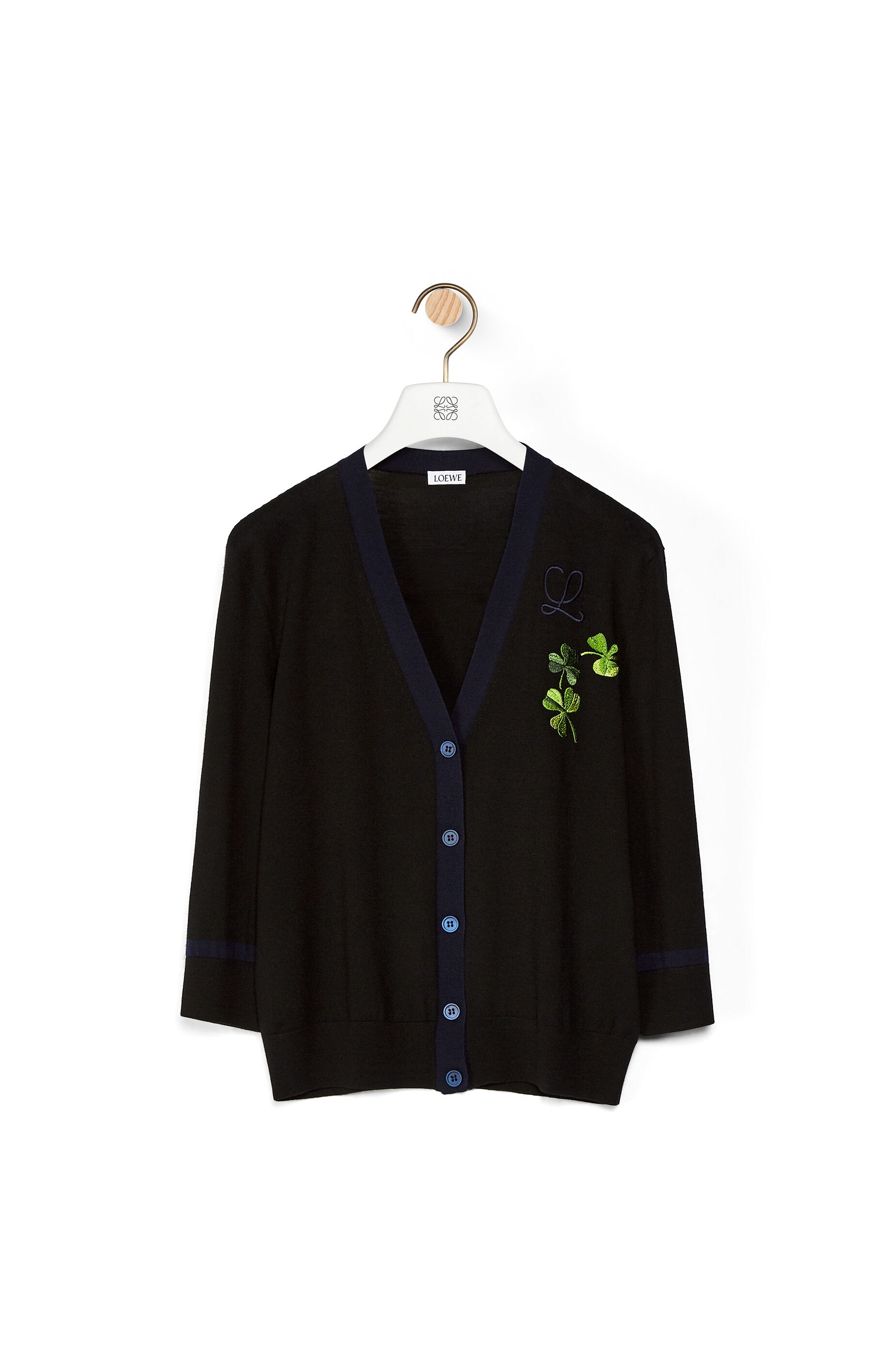 Shamrock embroidered cardigan in wool - 1