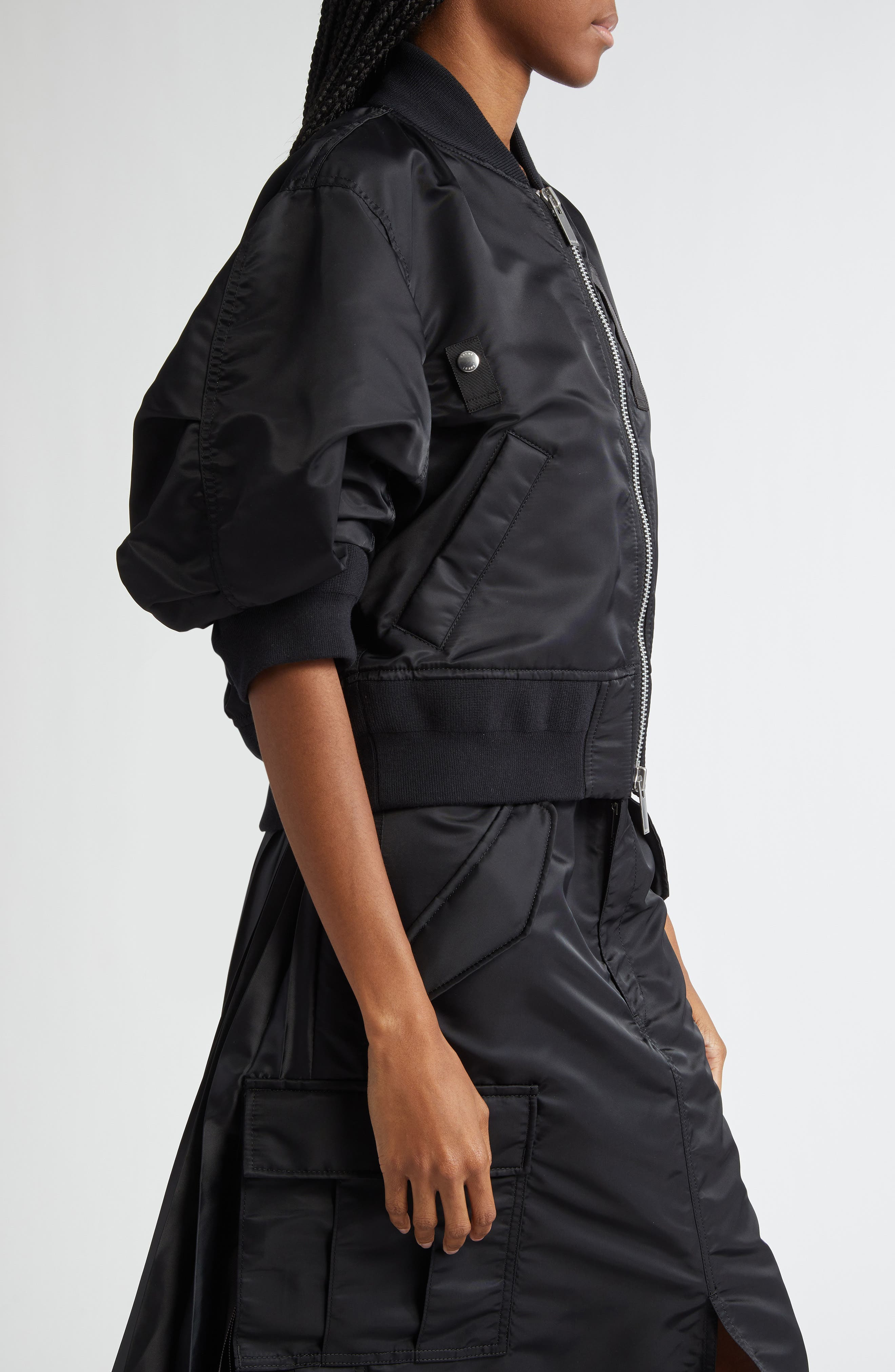 Short Sleeve Nylon Twill Bomber Jacket - 4