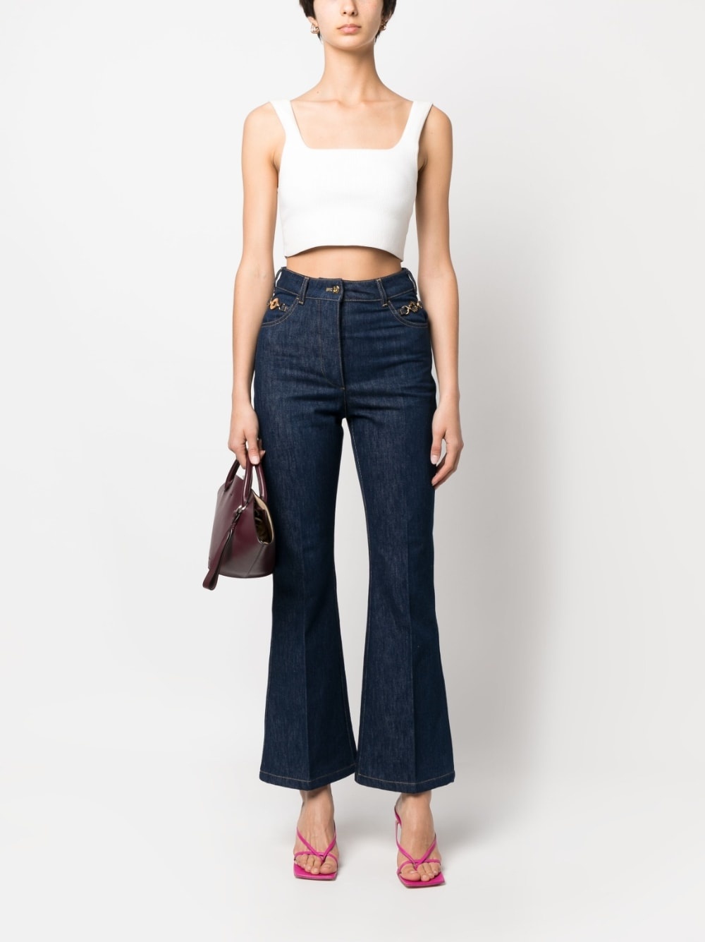 logo-embroidered kick-flare jeans - 2