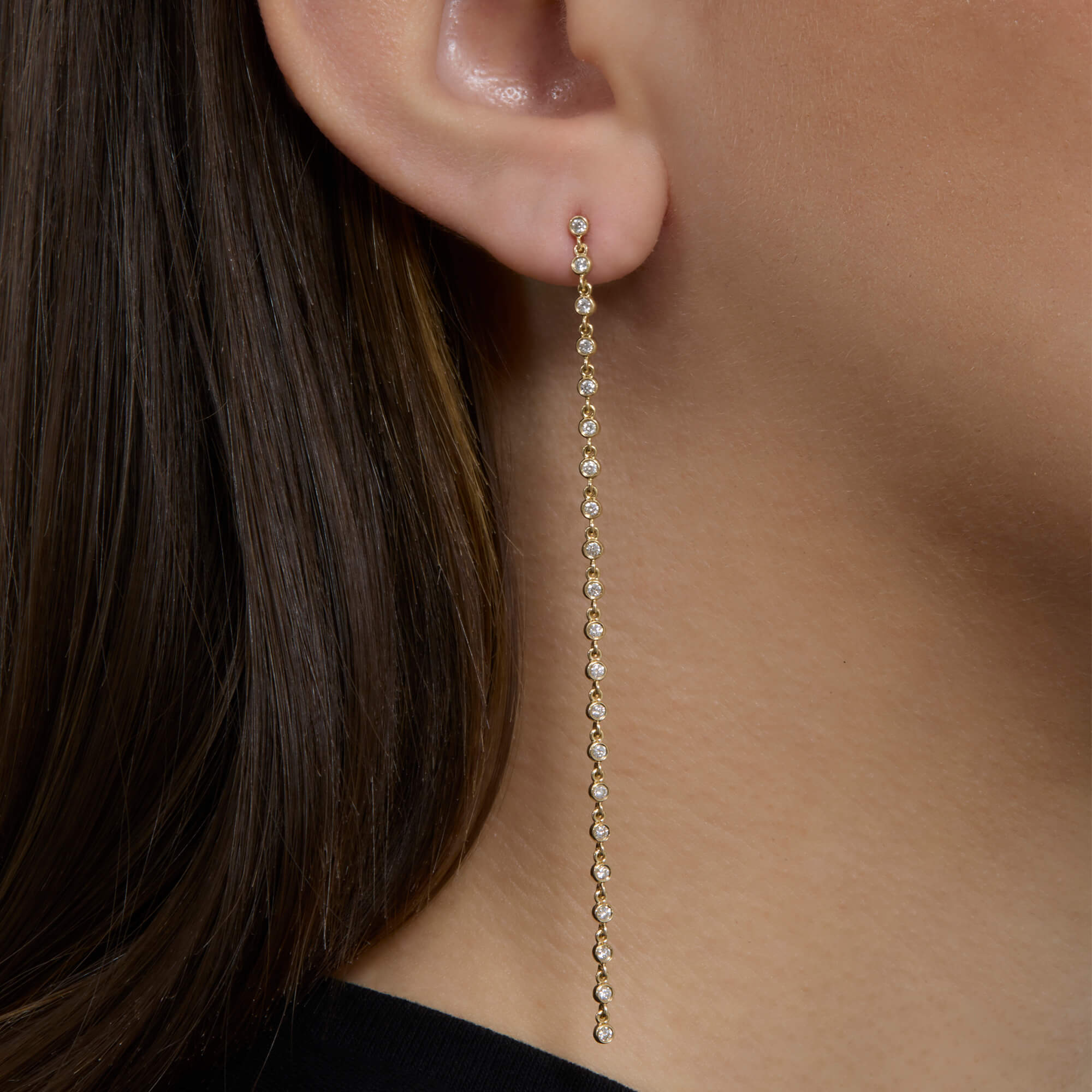 Long Diamond Stream Earring - 2