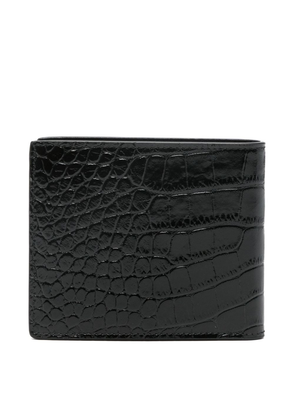 Shiny crocodile-print leather bifold wallet - 3