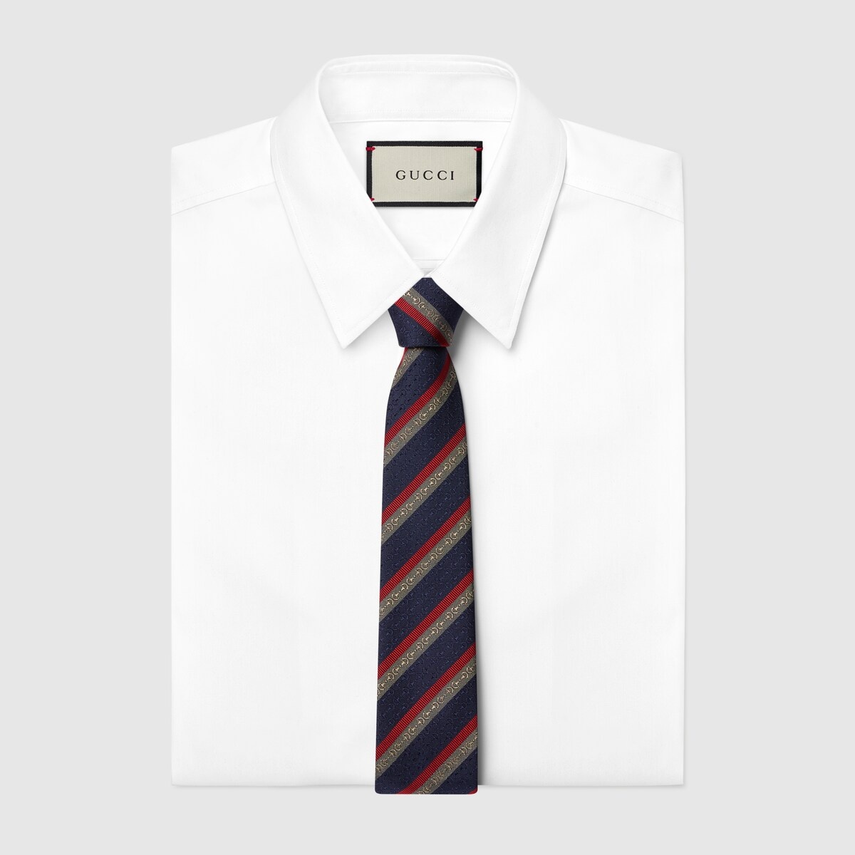 Horsebit striped silk jacquard tie - 2