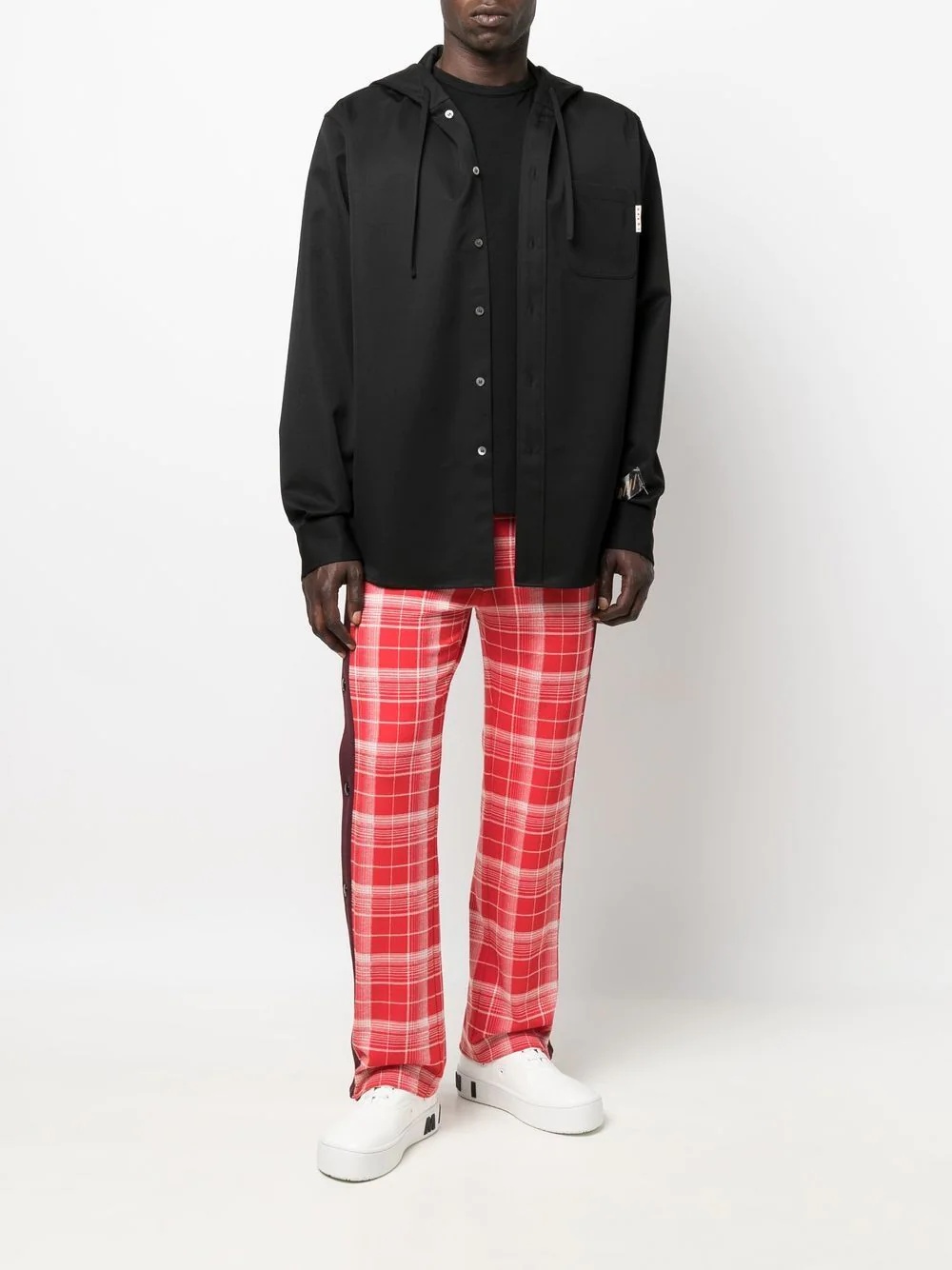 plaid-check print trousers - 2