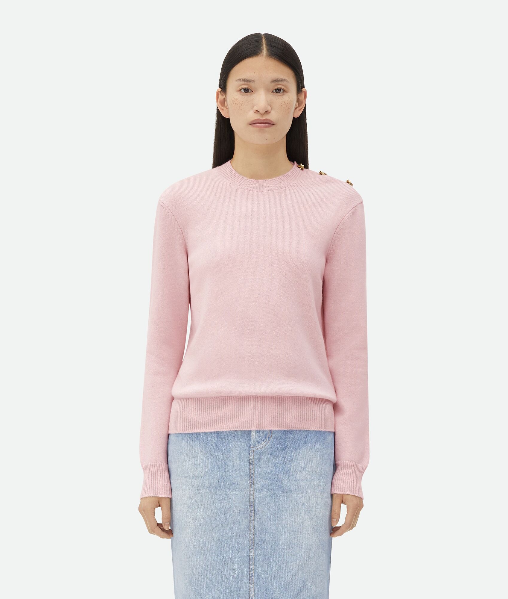 Cashmere Sweater With Knot Buttons - 1