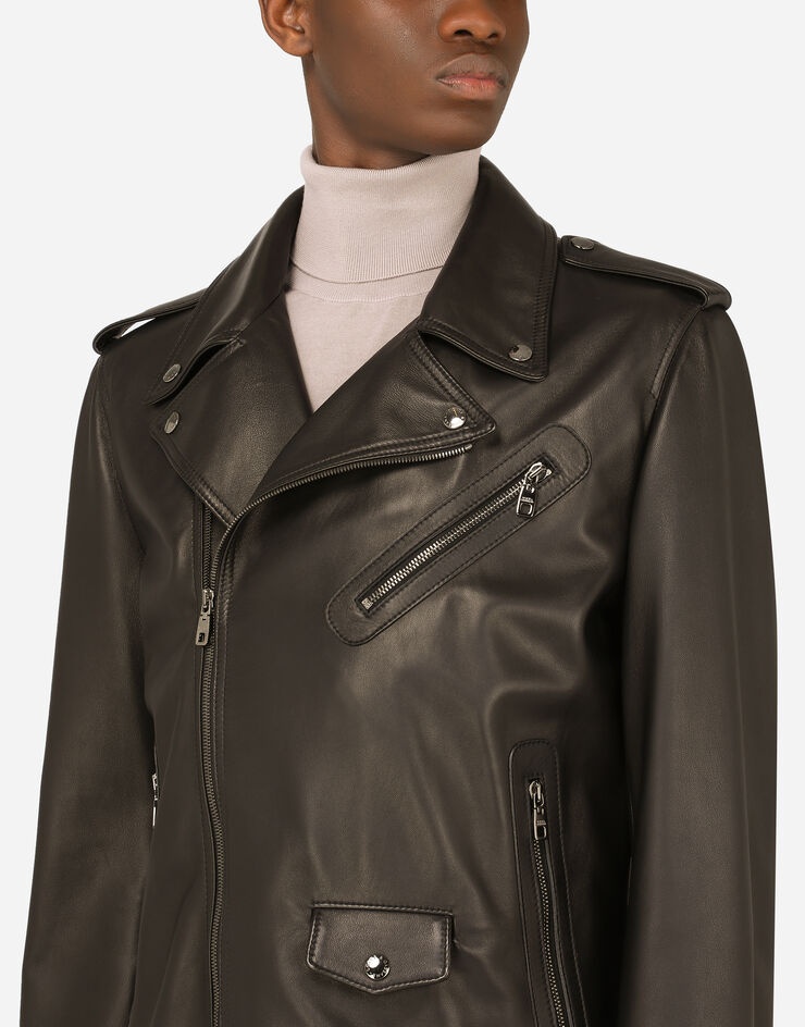 Leather biker jacket - 4