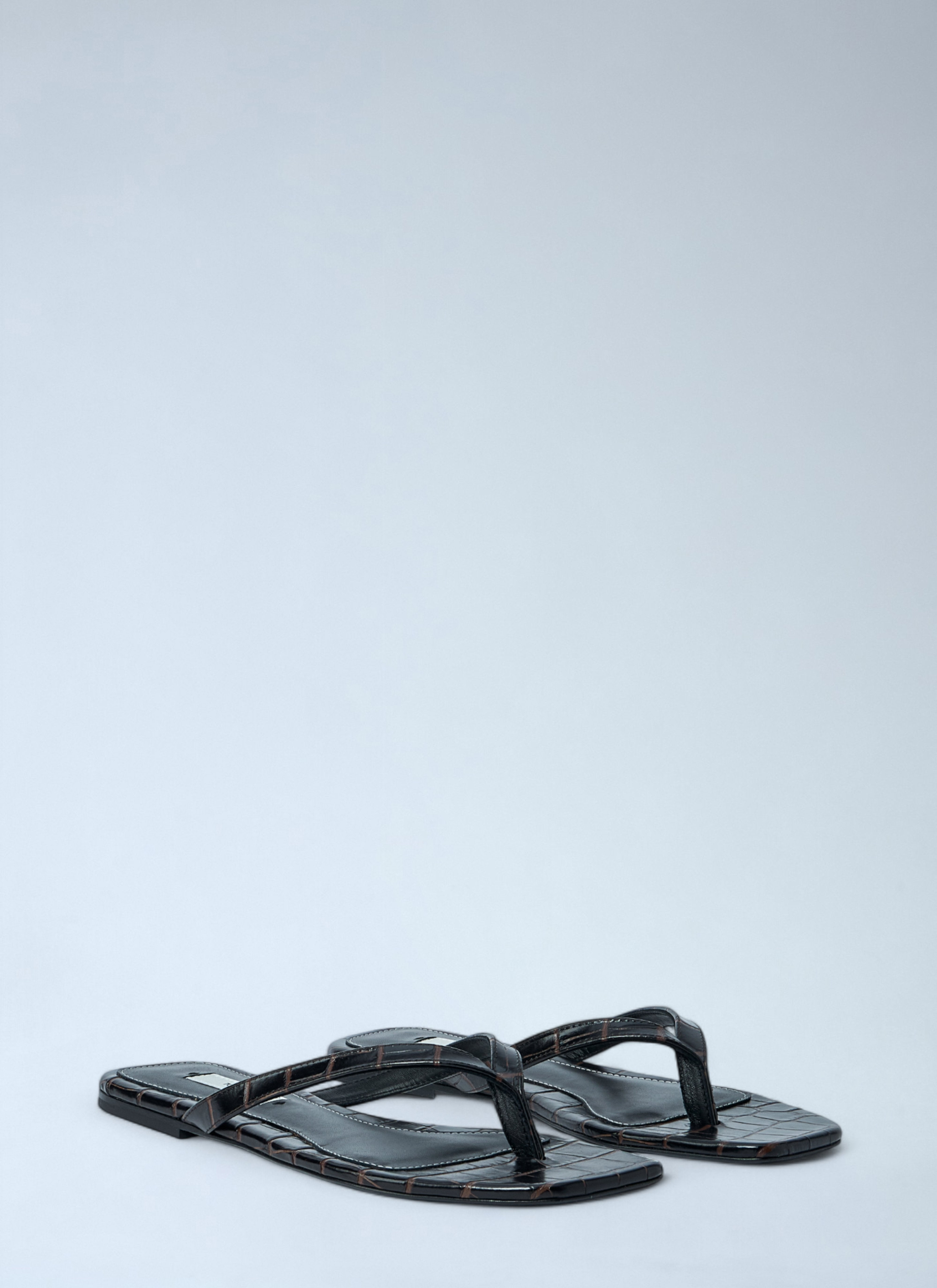 Toteme Women Croco-Embossed Flip Flops - 2