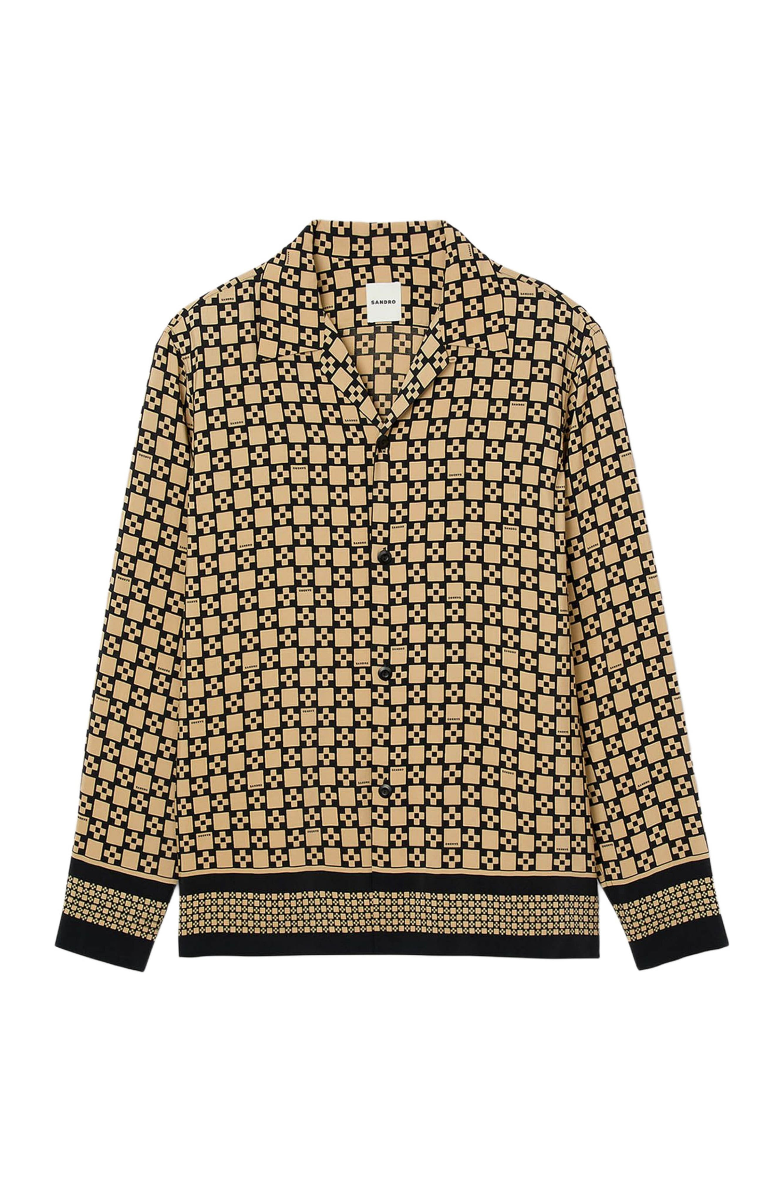 SANDRO Printed loose-fit shirt in Beige at Nordstrom - 5