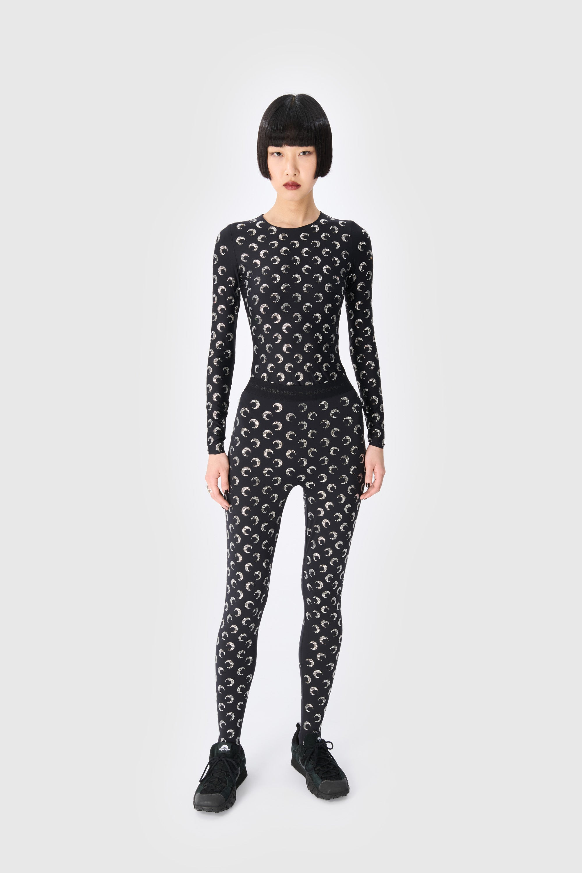 Moon Rhinestoned Jersey Stirrup Leggings - 2