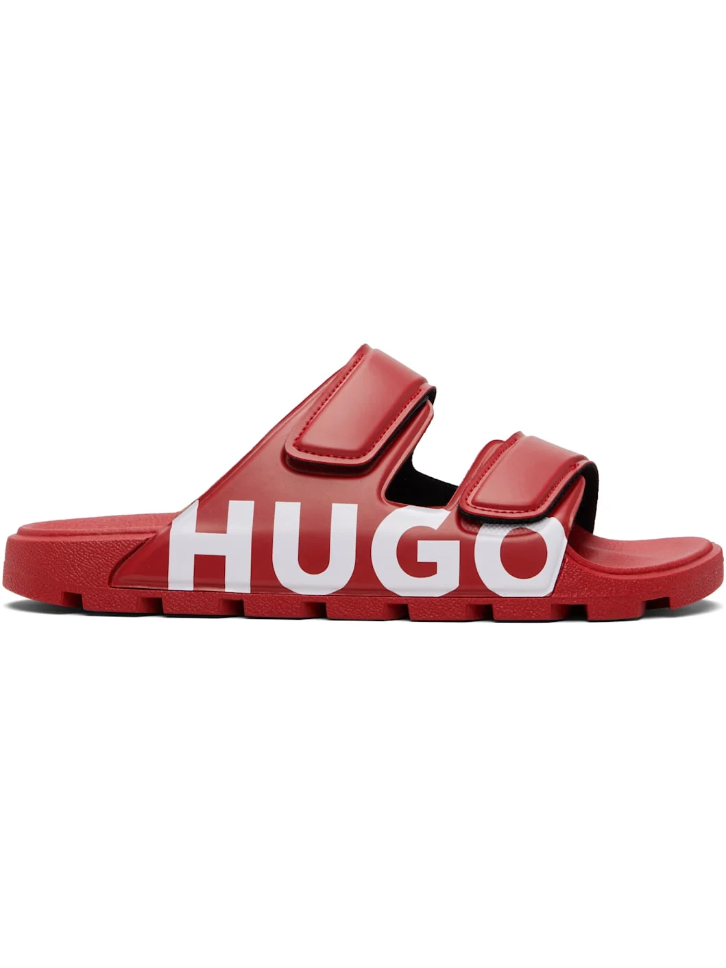 Red Double-Touch Closure Straps Logo Sandals - 1