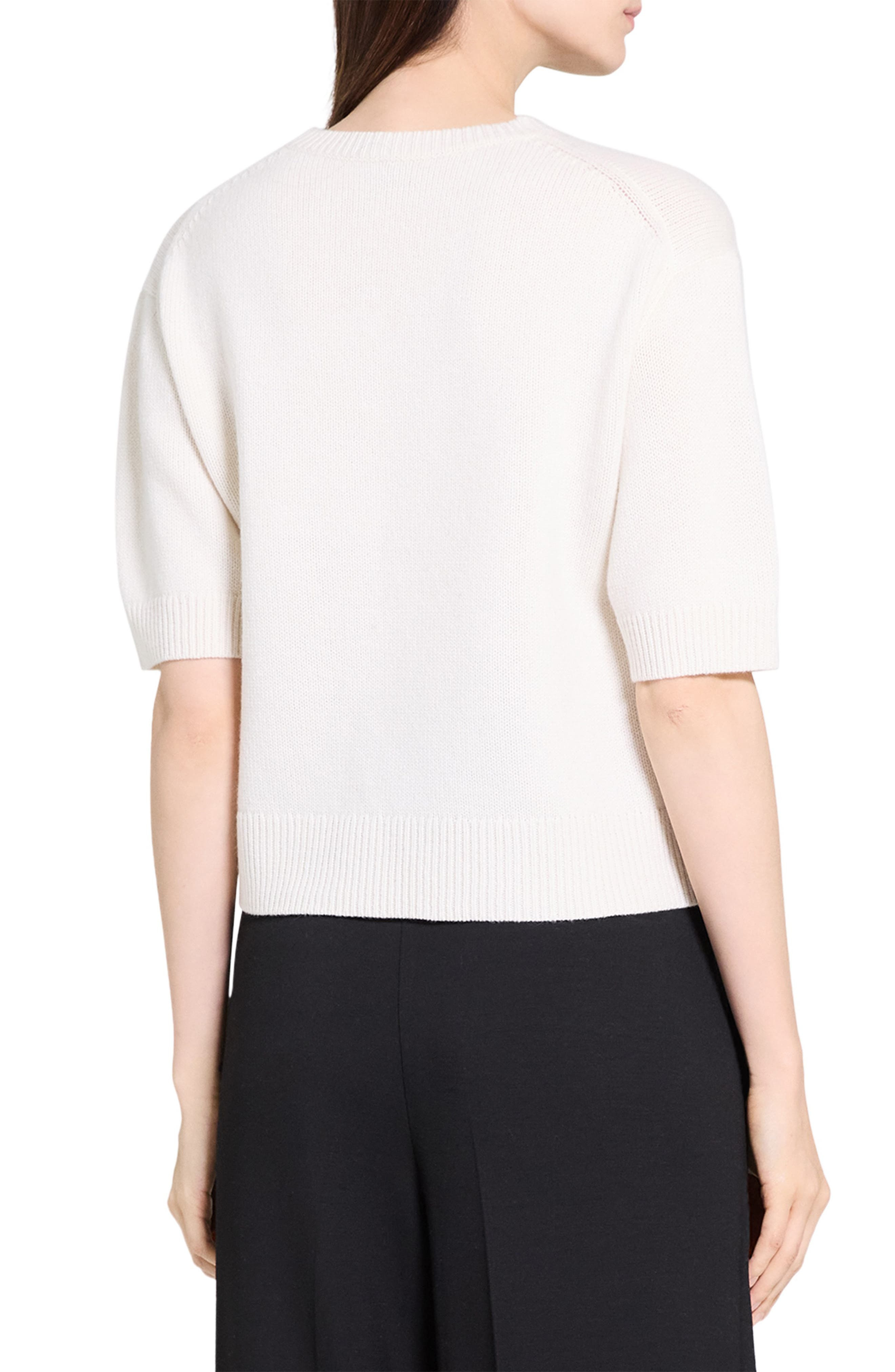 Theory Short Sleeve Cashmere Sweater in Ivory at Nordstrom - 2