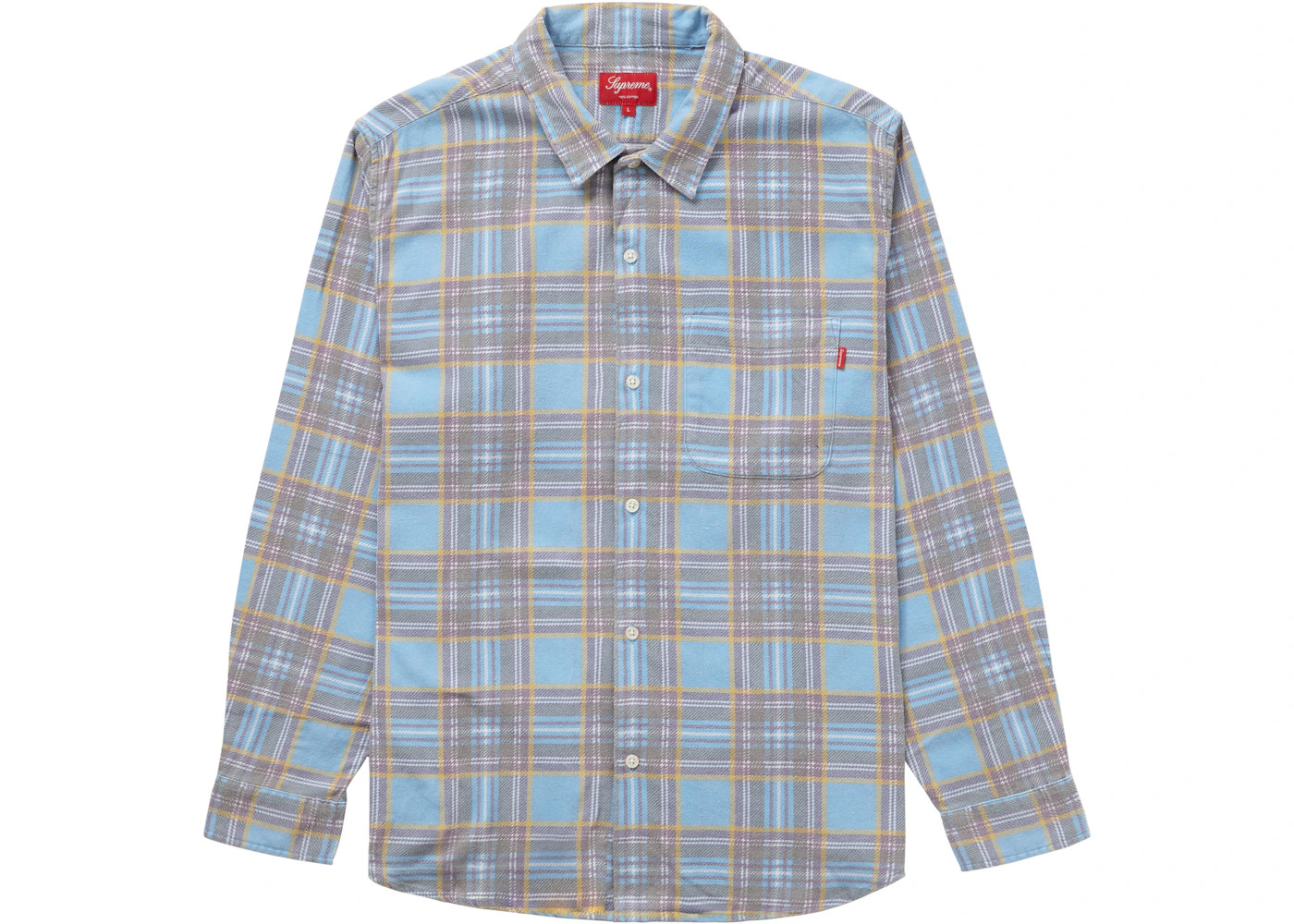Supreme Printed Plaid Shirt Light Blue - 1