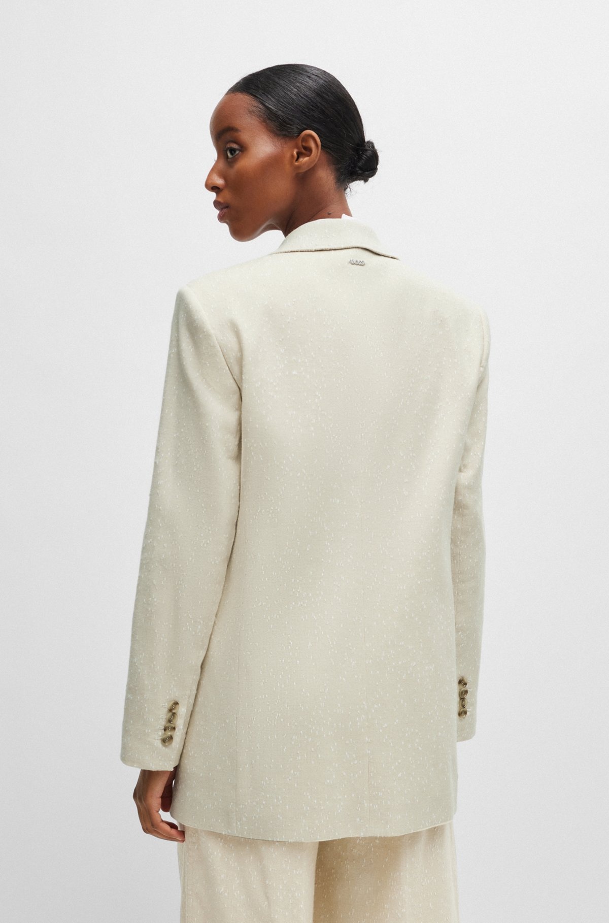 LONGLINE RELAXED-FIT JACKET IN A SLUB COTTON BLEND - 4