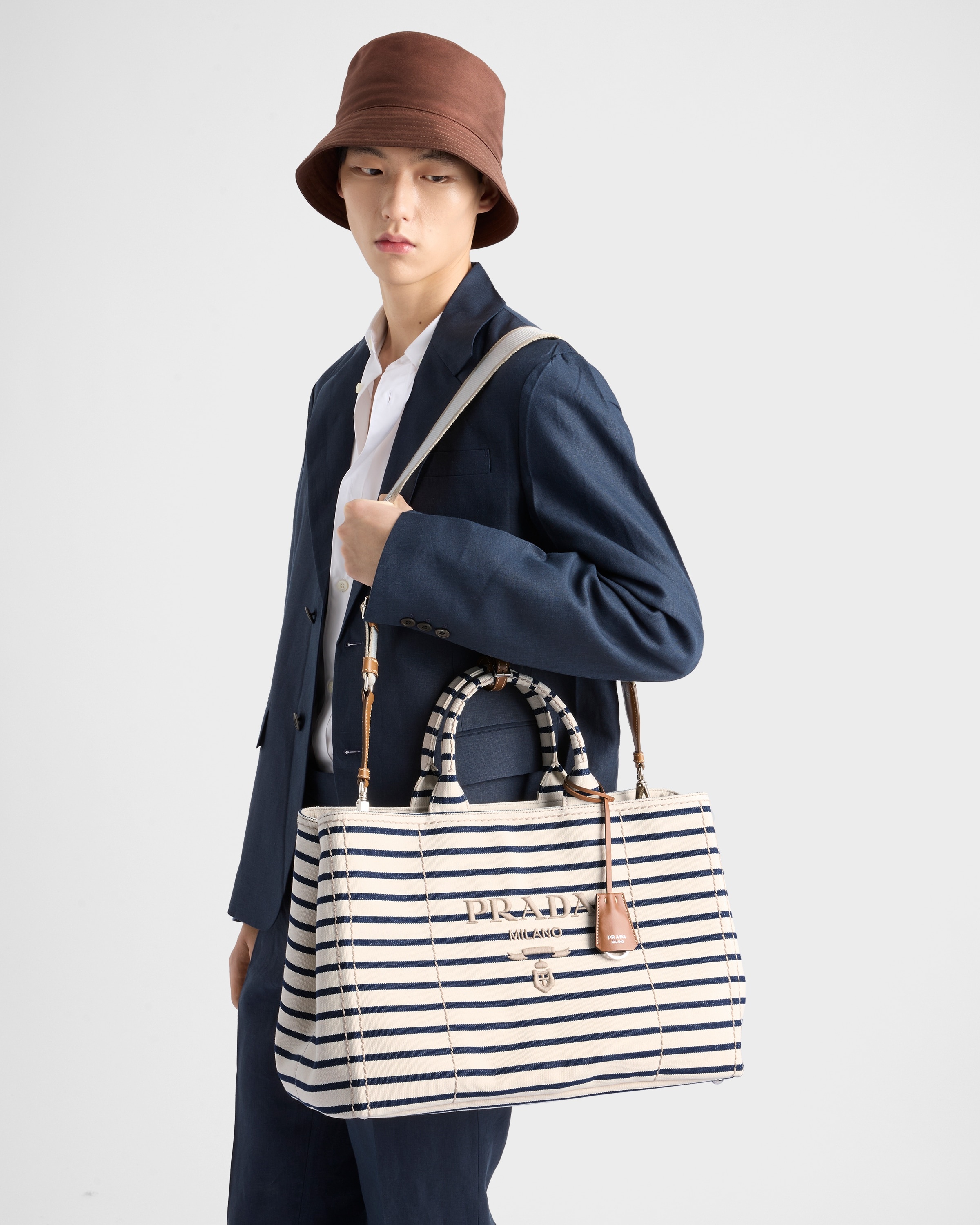 Striped canvas tote bag - 8