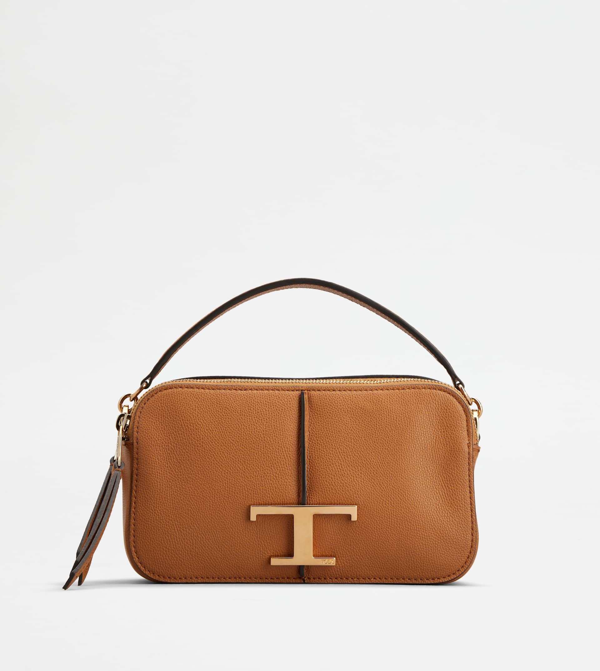 T TIMELESS CAMERA BAG IN LEATHER MINI - BROWN - 1