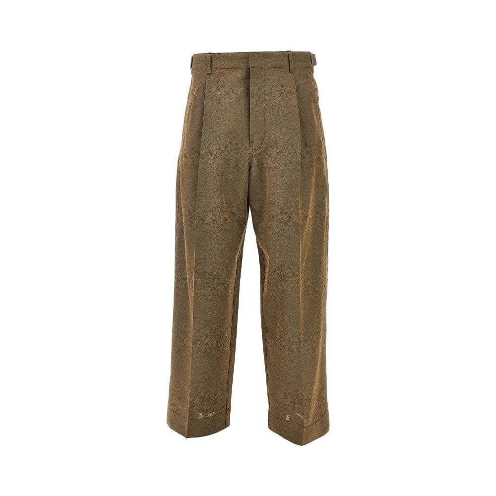 Lemaire Men Wool And Mohair Tailored Pants With Pleat - 1