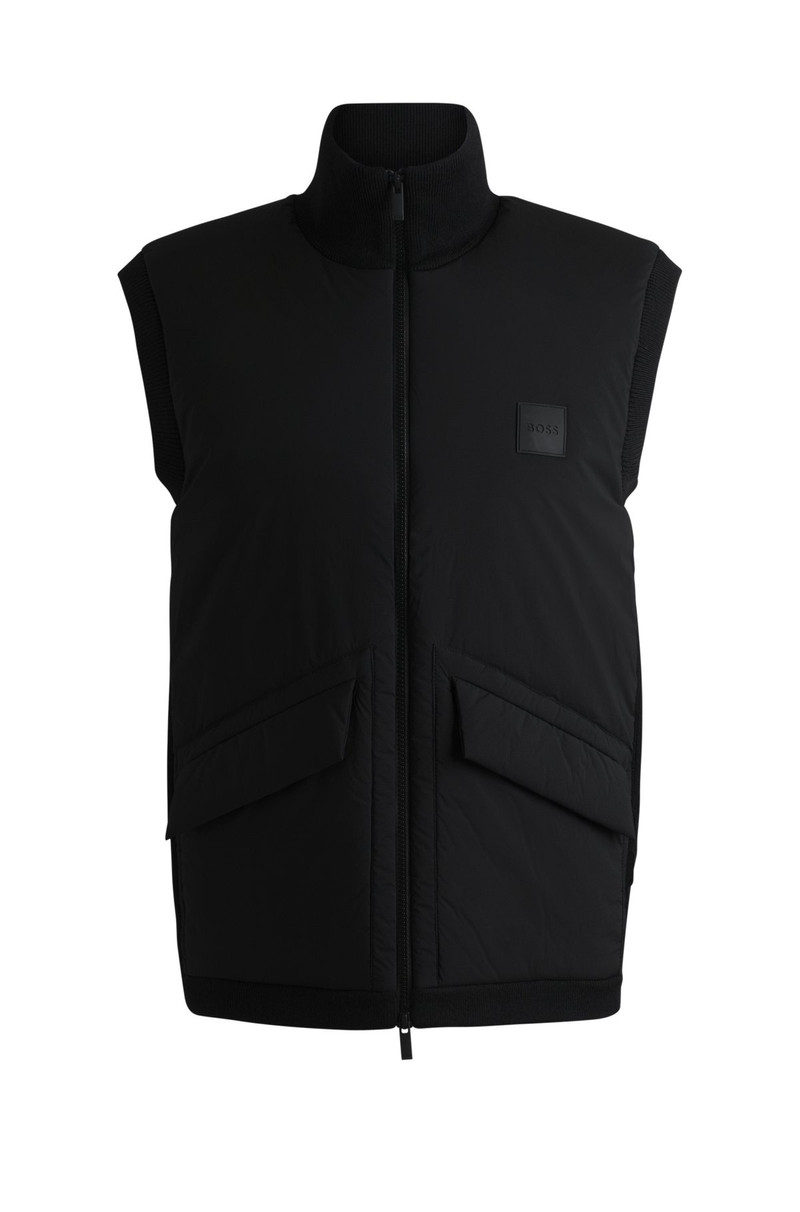 PADDED MIXED-MATERIAL GILET WITH LOGO BADGE 1