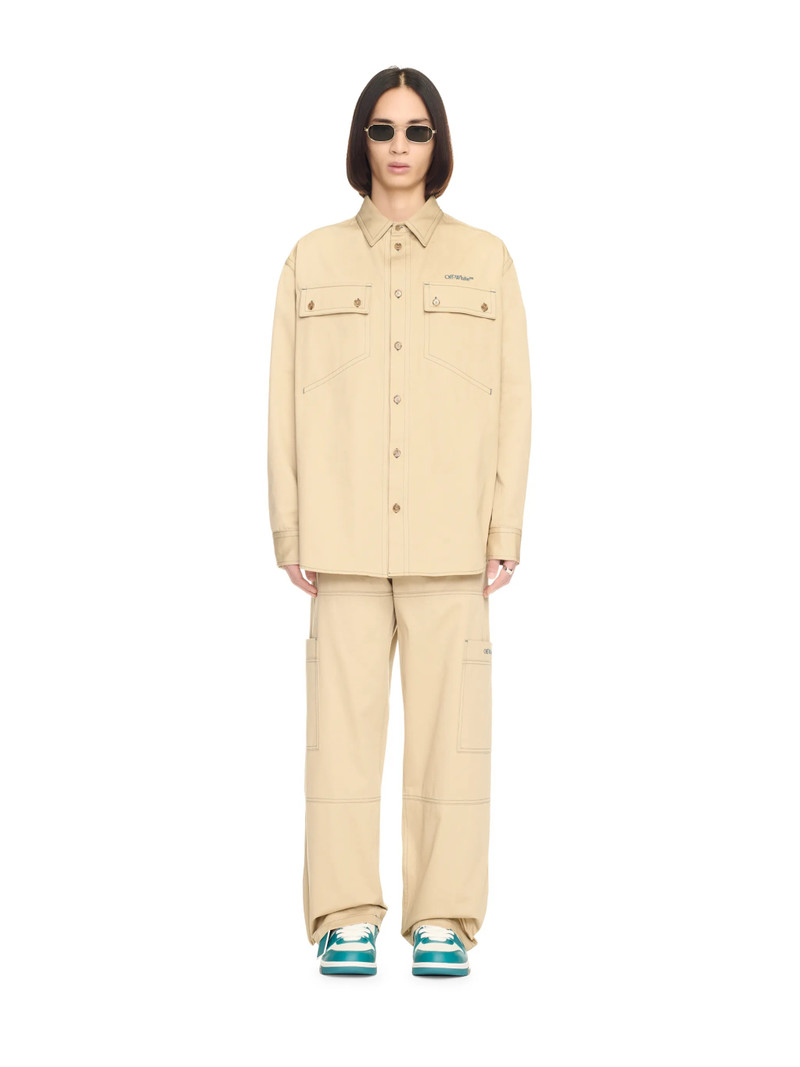 Off-White Beige Stitch Military Overshirt outlook