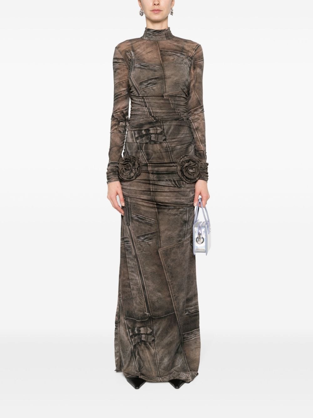 graphic-print ruched dress - 2