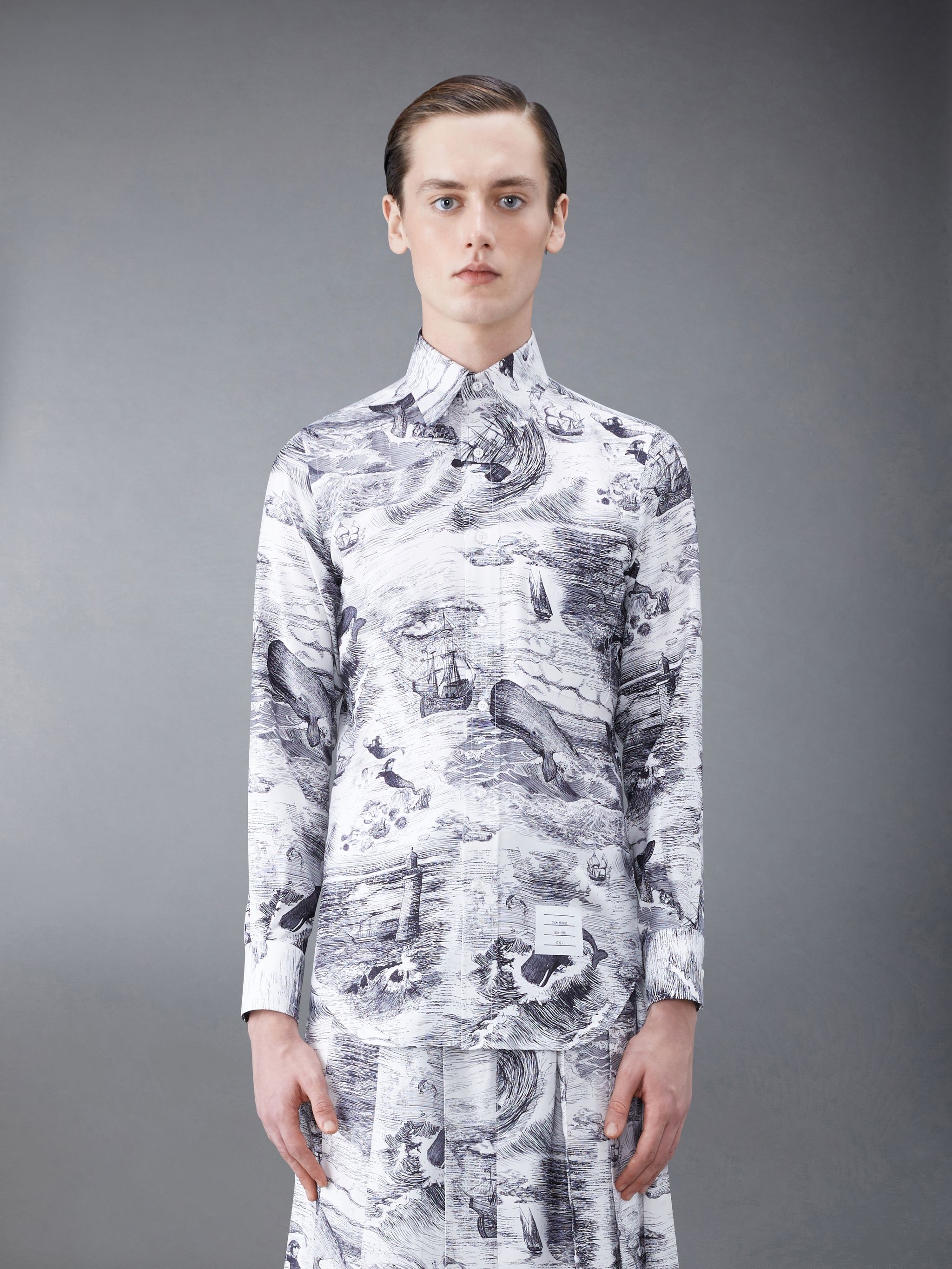 Nautical Toile Silk Twill Classic Fit Shirt - 2