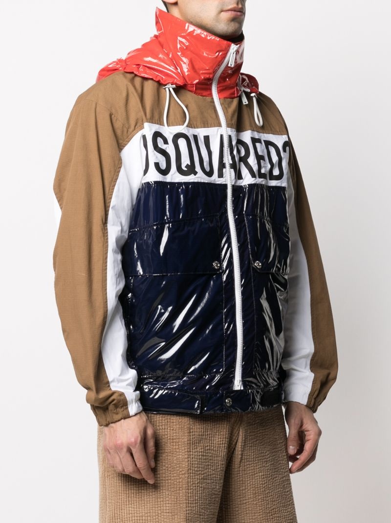 logo-print colour-block windbreaker - 3