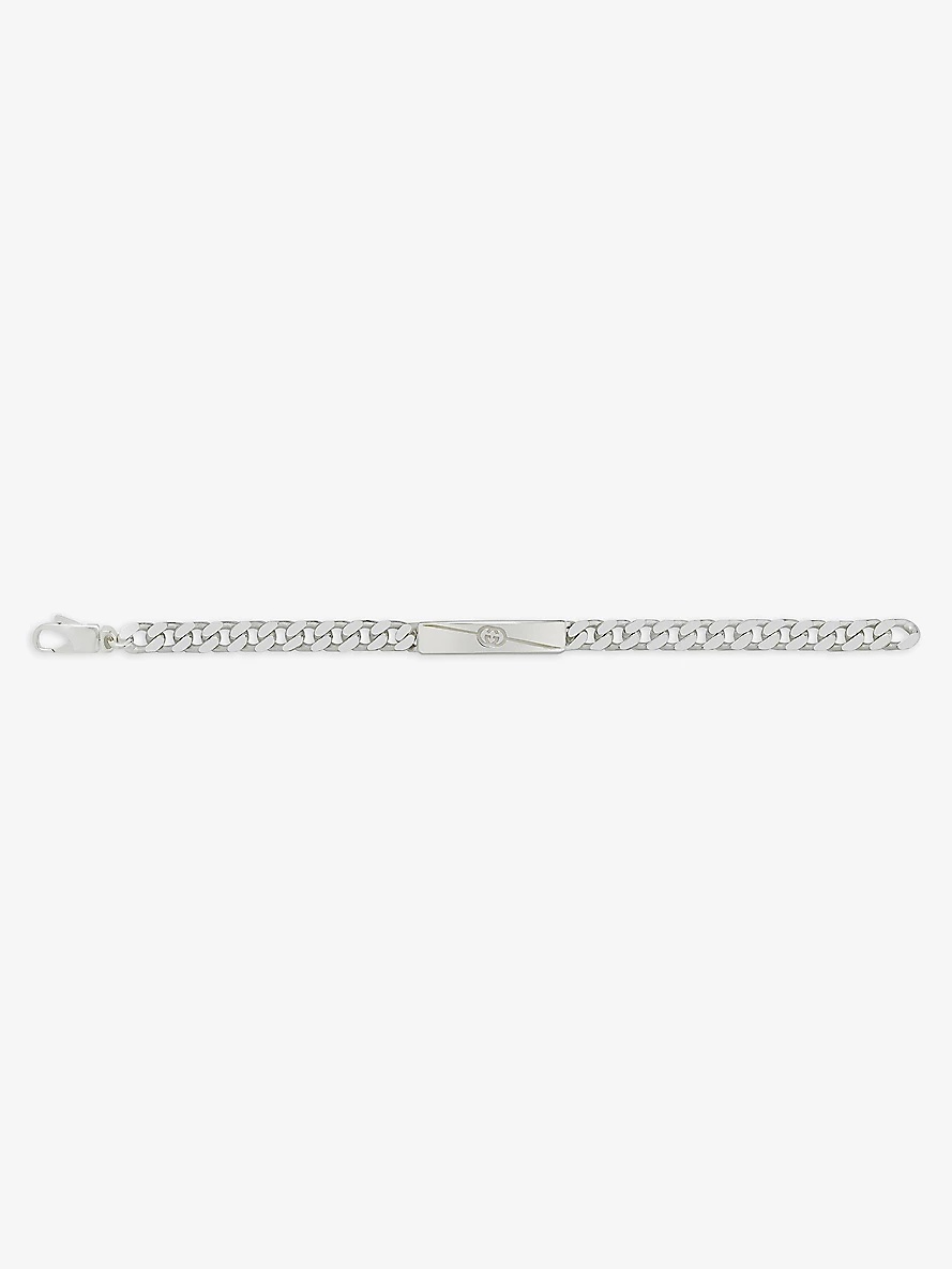 Diagonal interlocking-G tag sterling-silver bracelet - 3