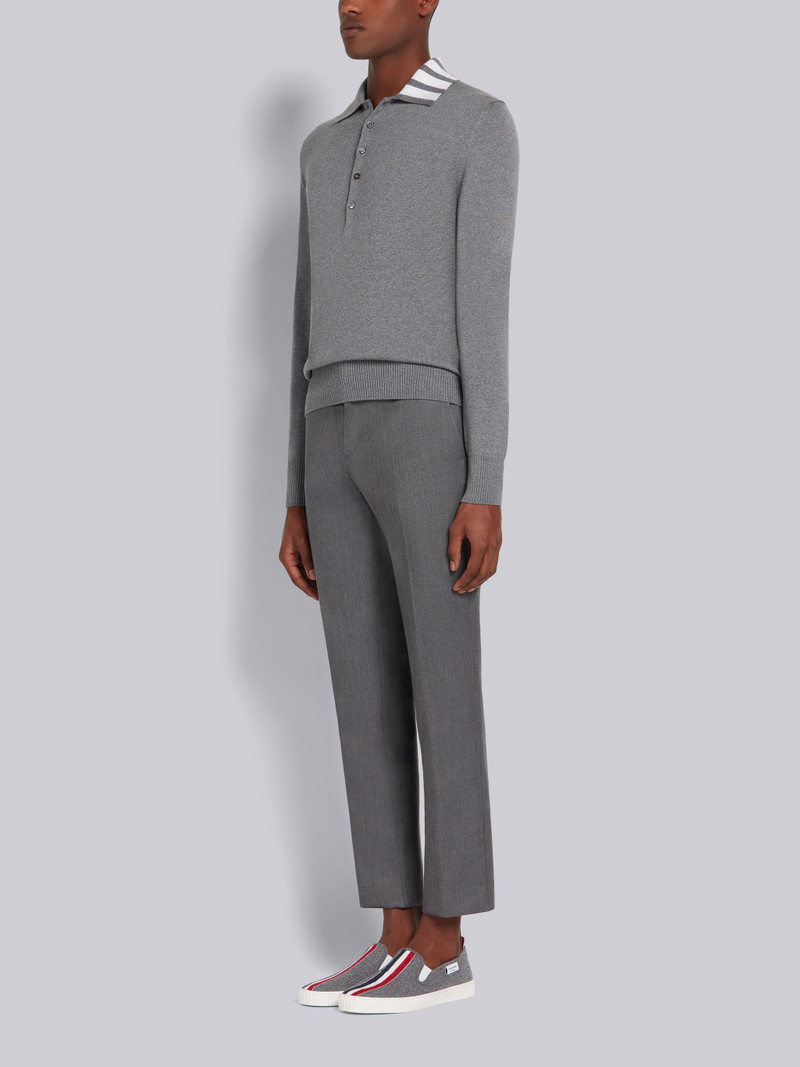 Medium Grey Lightweight Boiled Wool Engineered Stripe Waterproof Pu Sole Slip-On Heritage Trainer 6