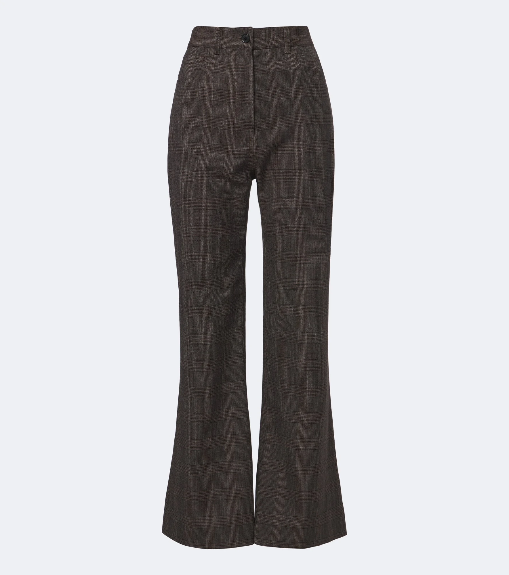 Checked wool-blend wide-leg pants - 1