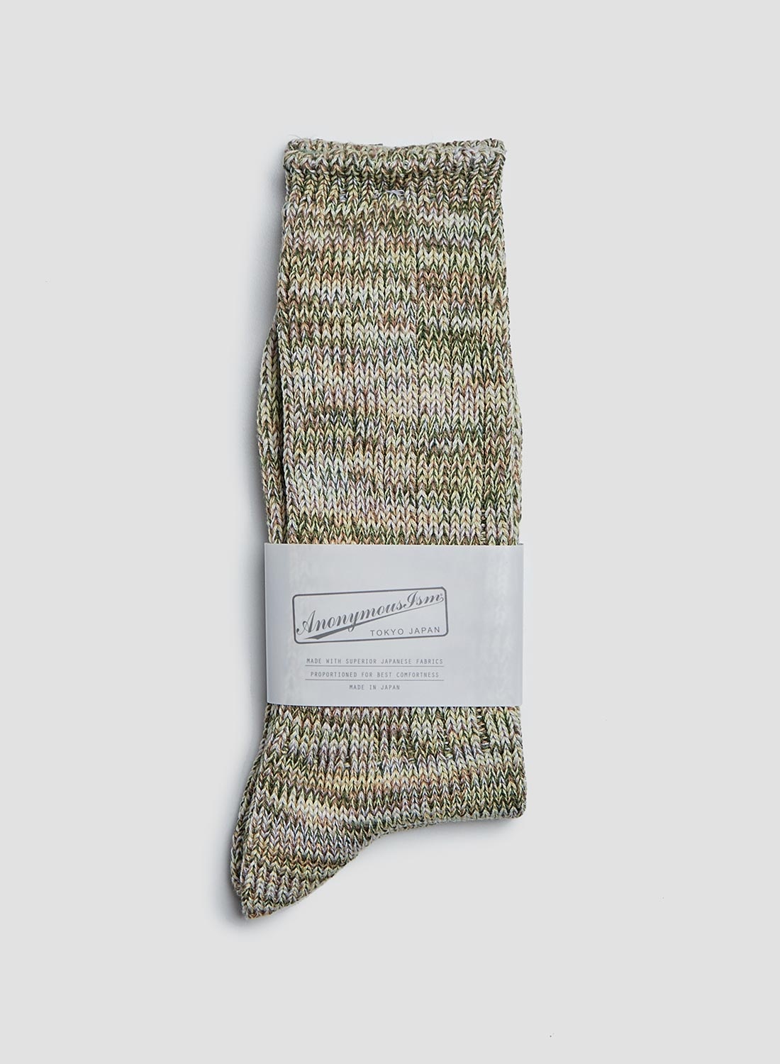 Anonymous Ism 5 Colour Mix Crew Sock in Khaki - 1