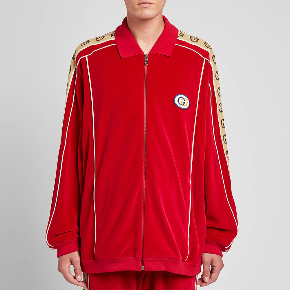 Gucci Velour Taped Oversized Track Jacket 'Red' 573302-XJA6U-6503 - 3